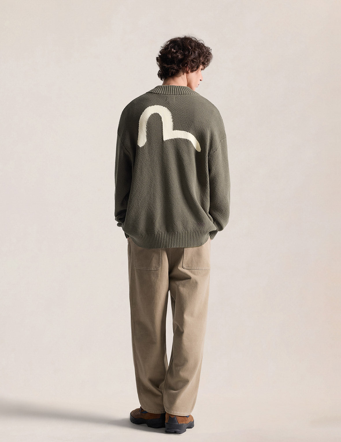 Seagull & Evisu Logo Knit Zip Cardigan