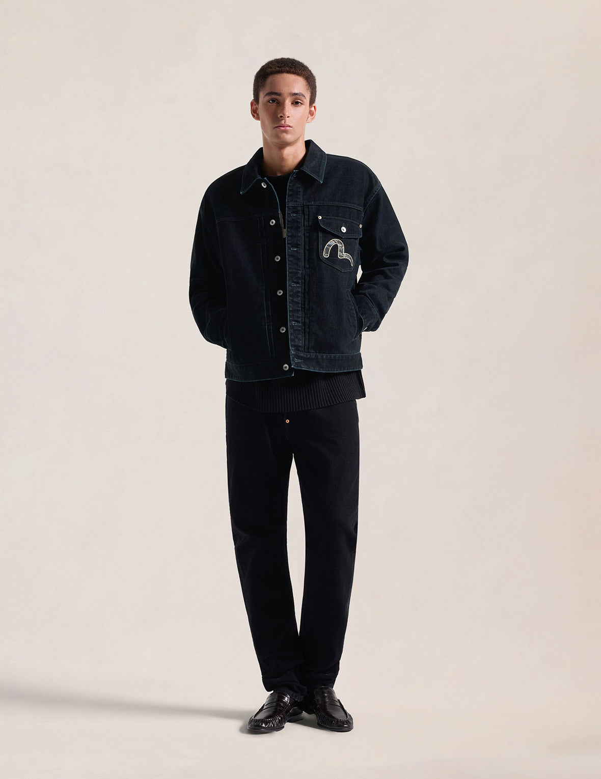 家紋織錦刺繡天鵝絨質感牛仔夾克