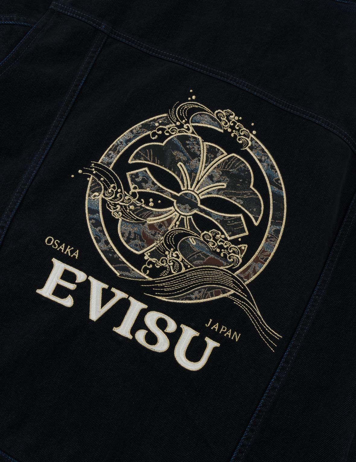 家紋織錦刺繡天鵝絨質感牛仔夾克