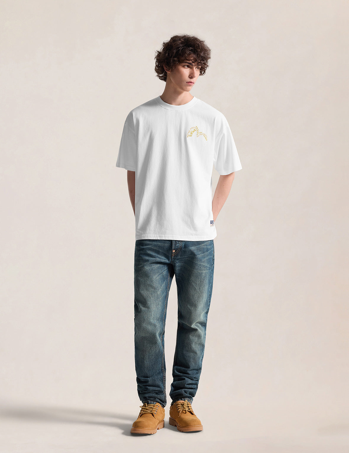 Asymmetric Seagull Embroidered Pocket Selvedge Jeans #2017