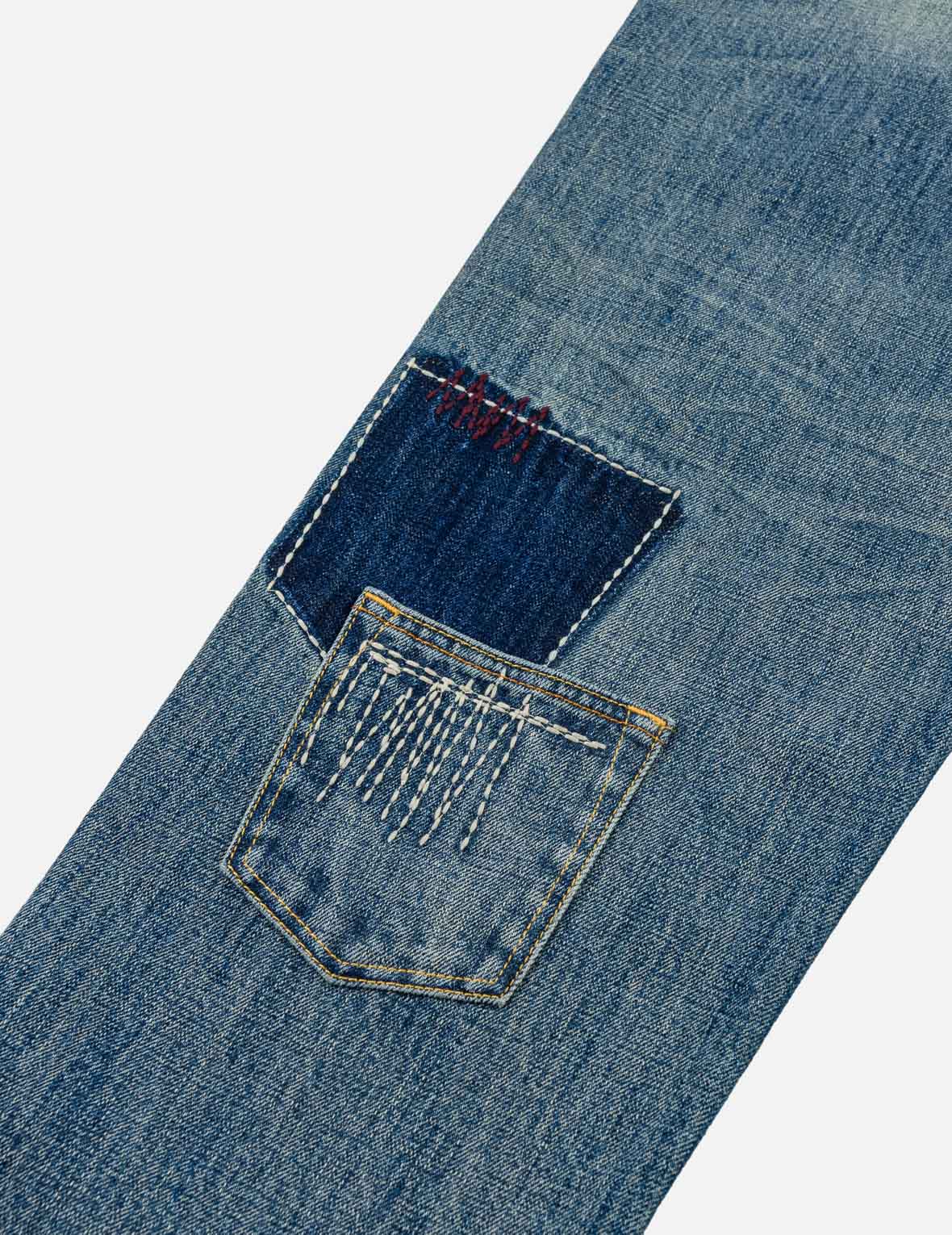 Boro Multi-Pocket Seagull & Kamon Embroidered Jeans #2030