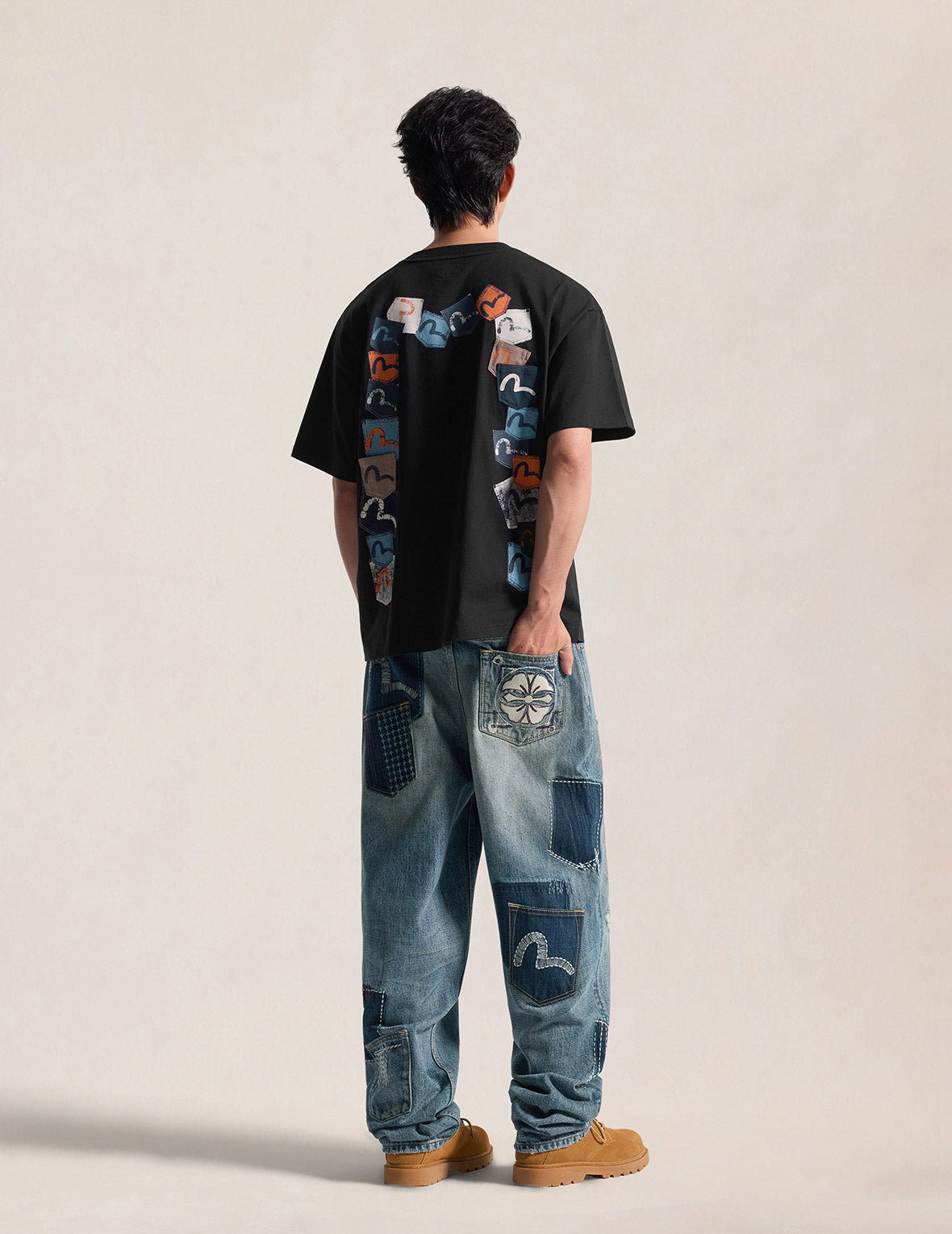 Boro Multi-Pocket Seagull & Kamon Embroidered Jeans #2030