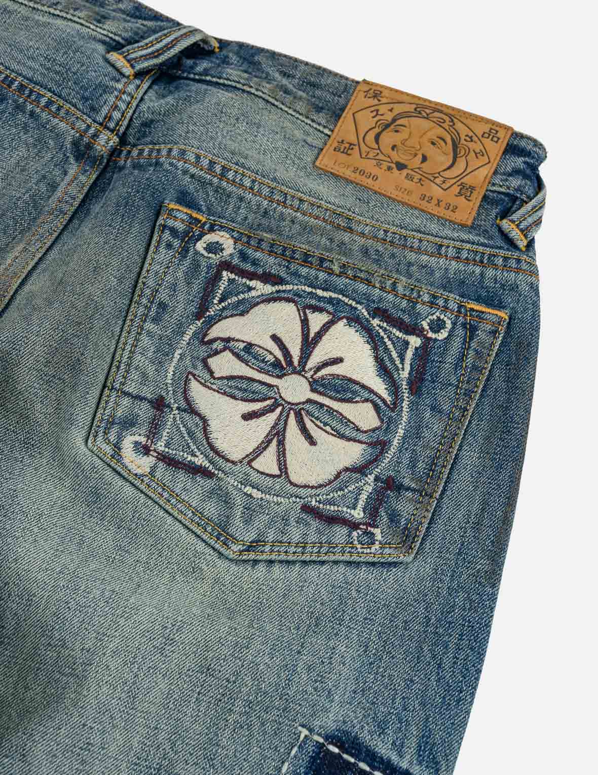 Boro Multi-Pocket Seagull & Kamon Embroidered Jeans #2030