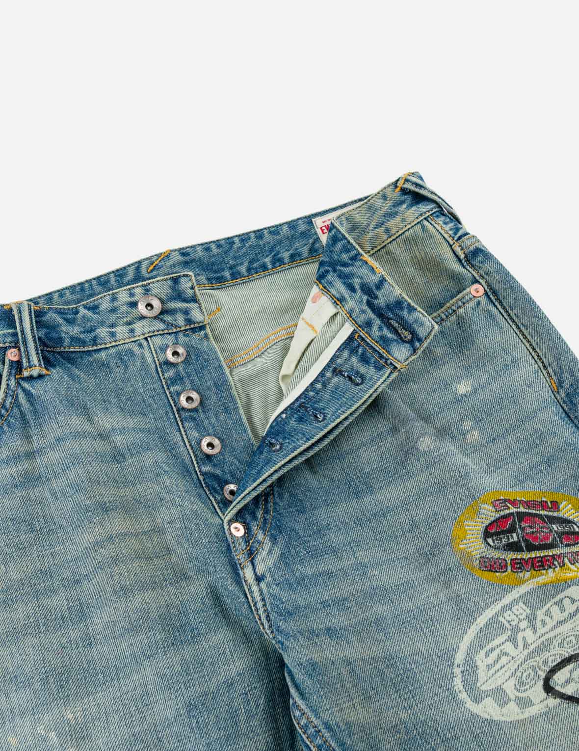 Fortune Theme Hand-Painted All-Over Print Jeans #2020
