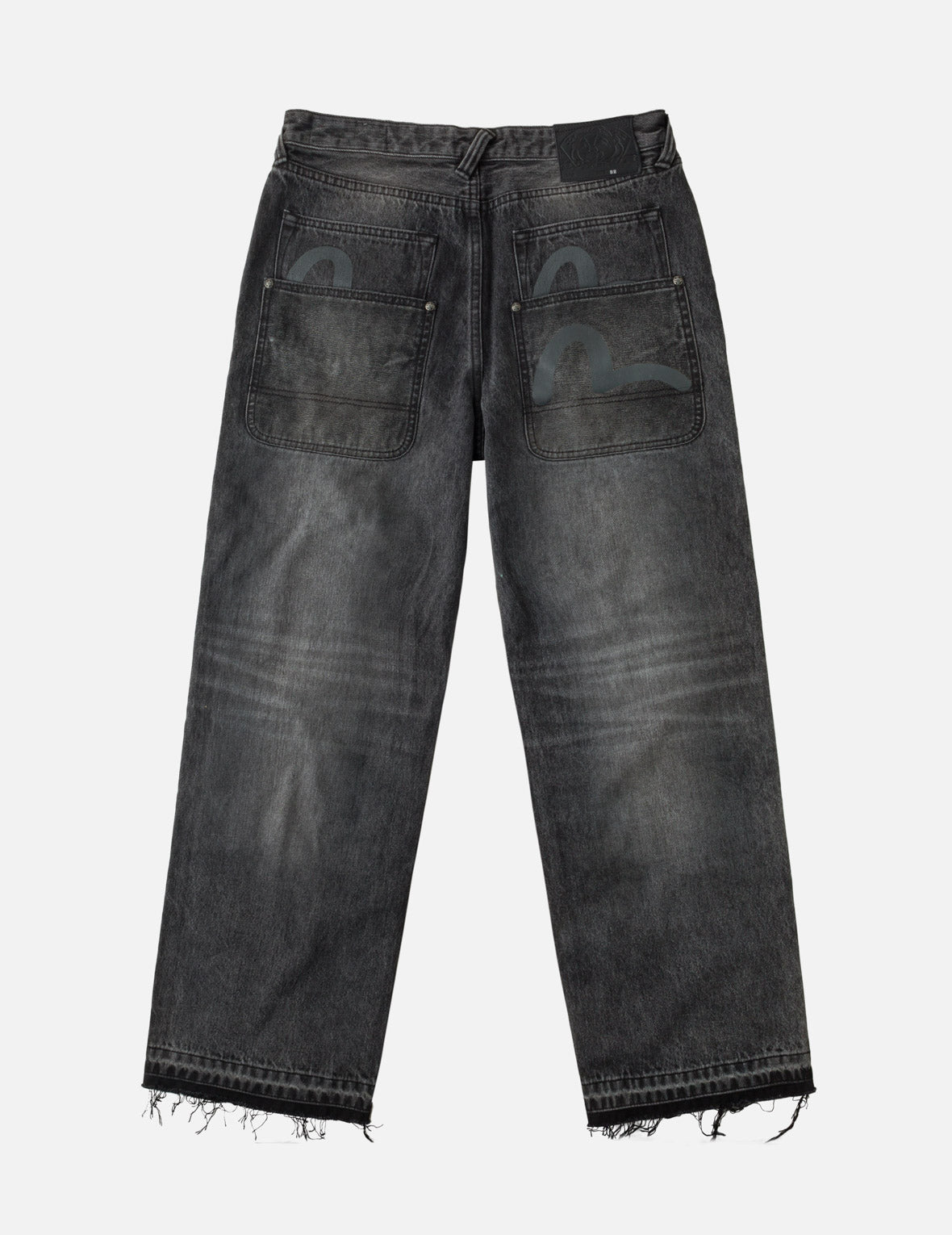 Waxed Double Knee Multi-pocket Seagull Printed Loose Fit Jeans