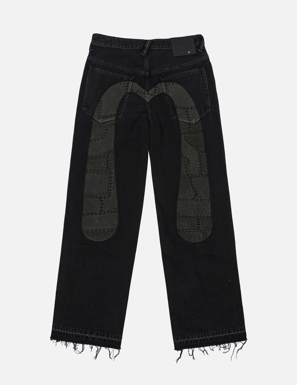 Leather Patchwork Daicock Denim Jeans