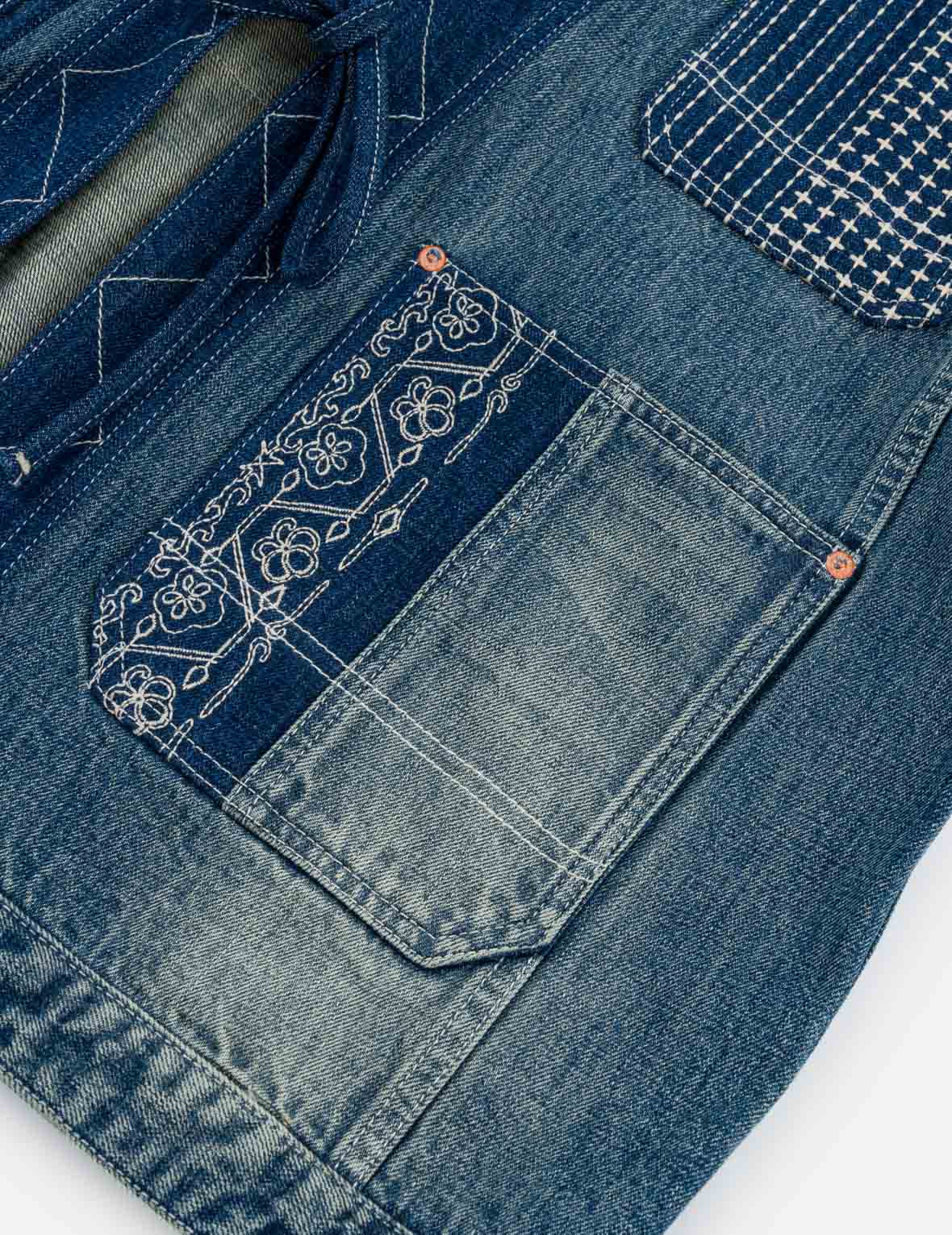 Boro Sashiko Denim Kimono Jacket