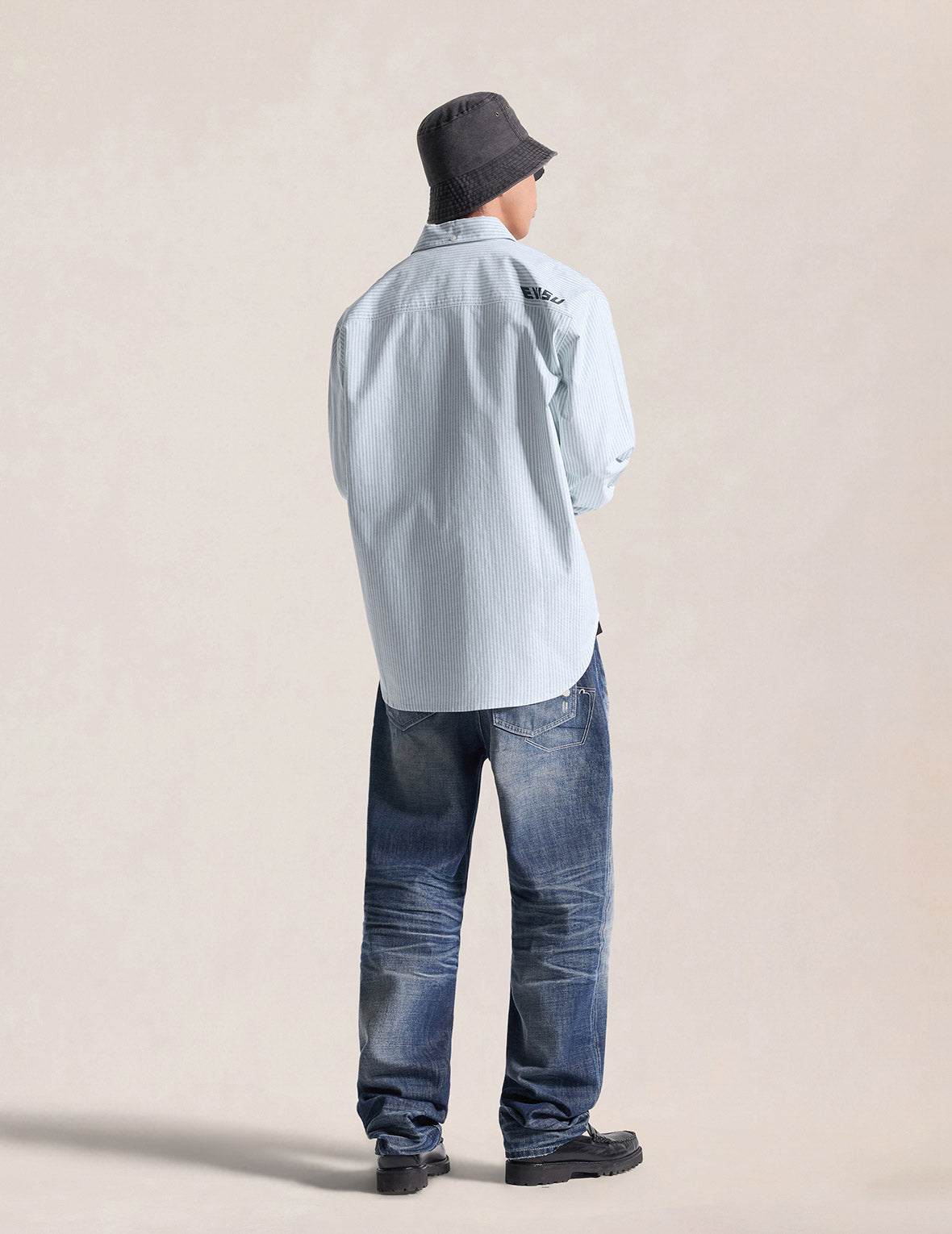 Multi-Pocket Striped Oxford Shirt