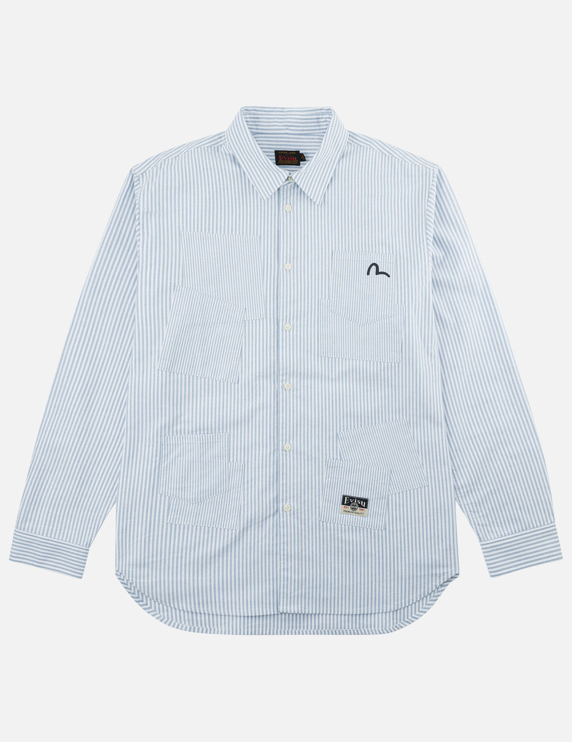 Multi-Pocket Striped Oxford Shirt