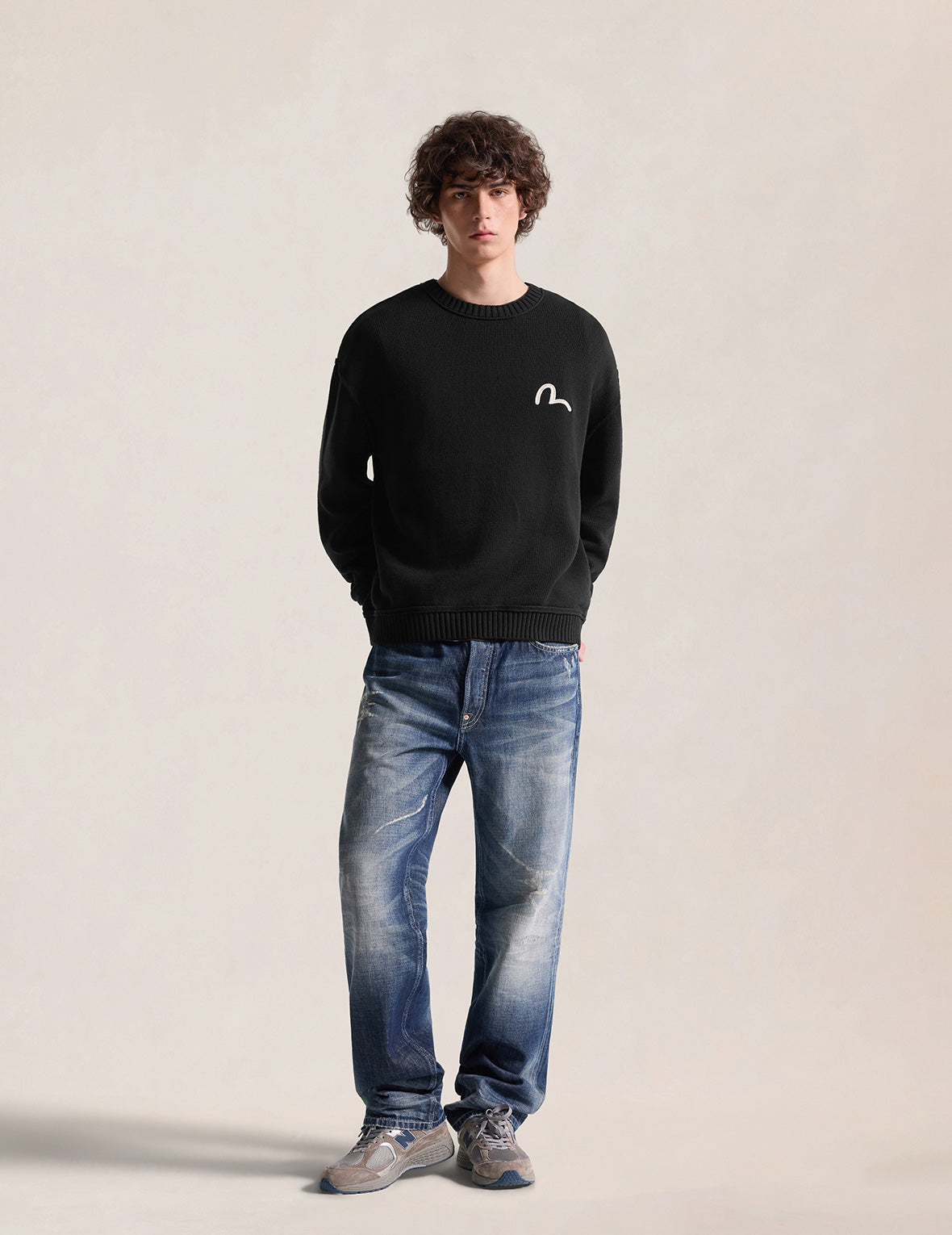 Seagull, Kamon & Evisu Logo Patchwork Knit Pullover