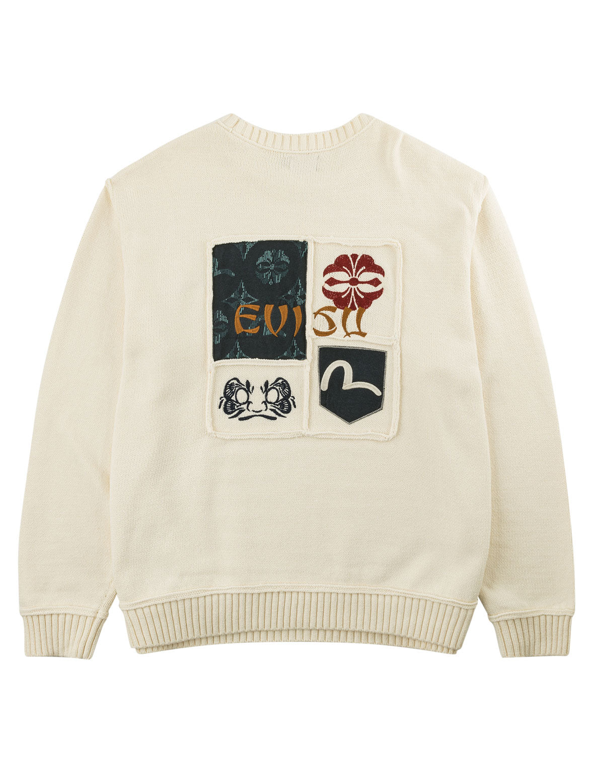 Seagull, Kamon & Evisu Logo Patchwork Knit Pullover