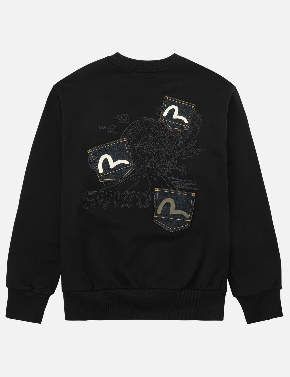 Flying Dragon Embroidered Multi-Pocket Sweatshirt
