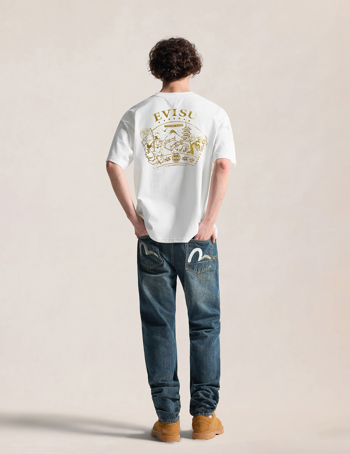 Gold Print Studded Tee