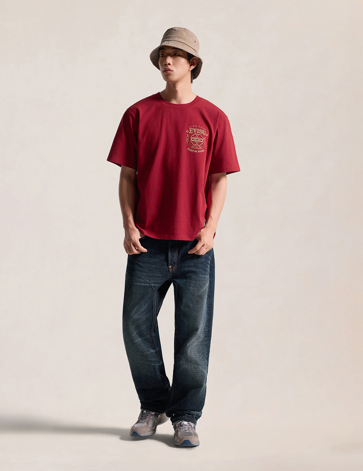 Gold Print Kamon Wave Applique Tee