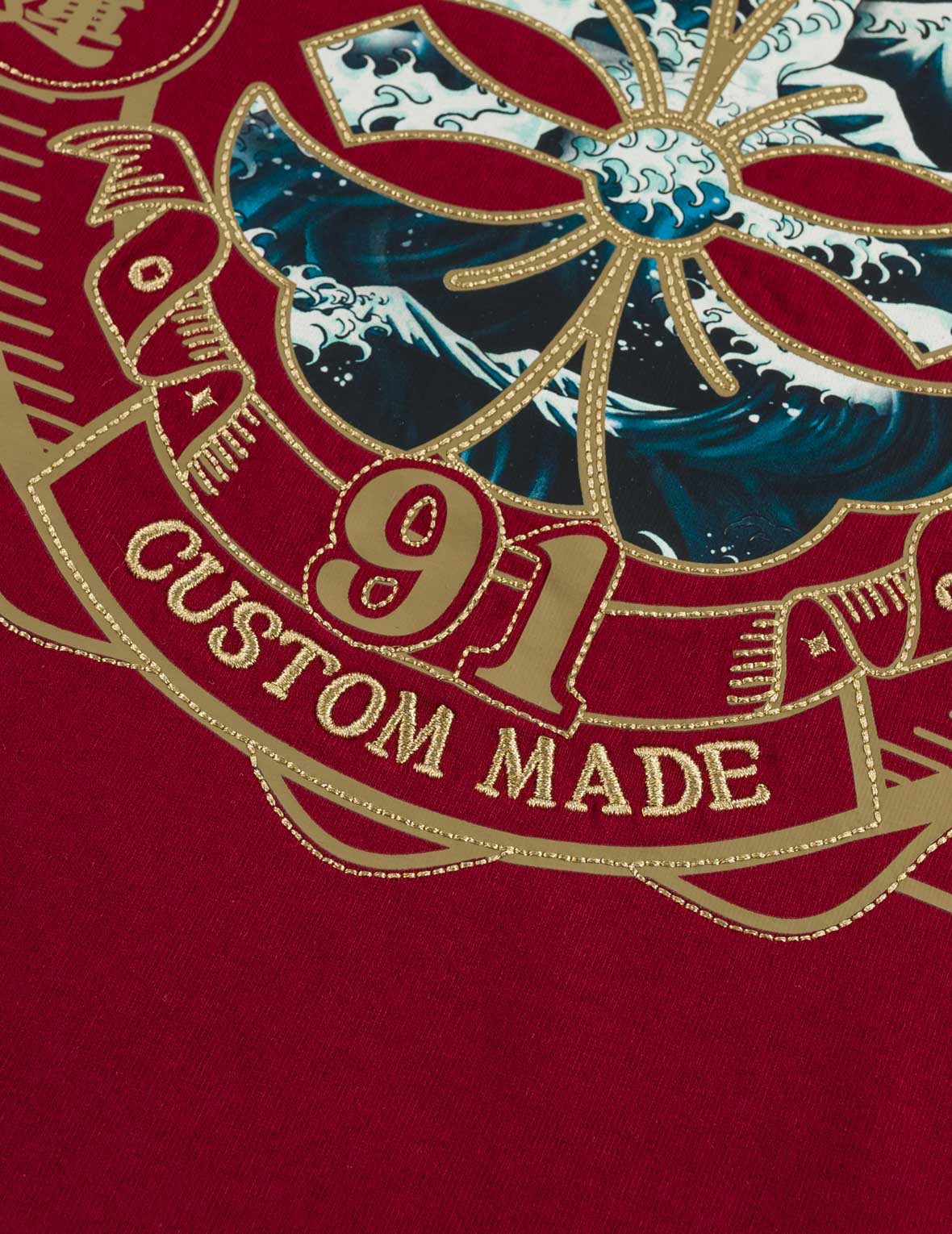 Gold Print Kamon Wave Applique Tee