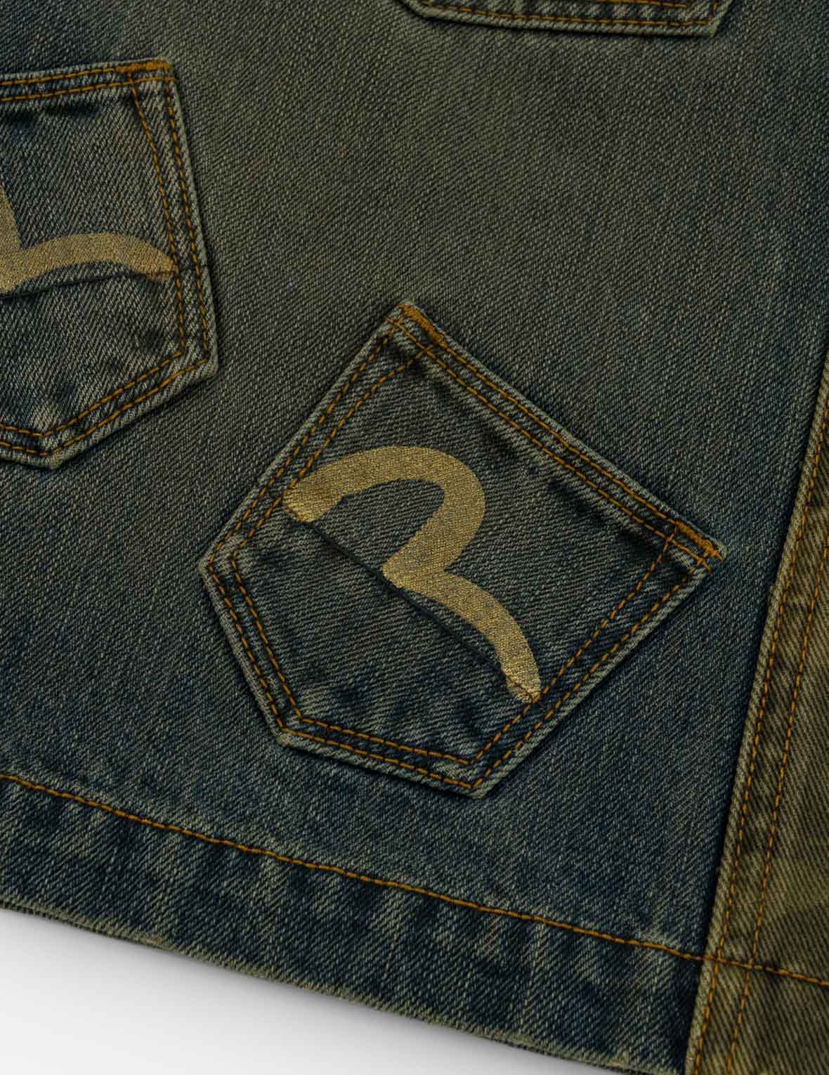 Layered Waistband Ishigaki Camouflage Denim Shorts