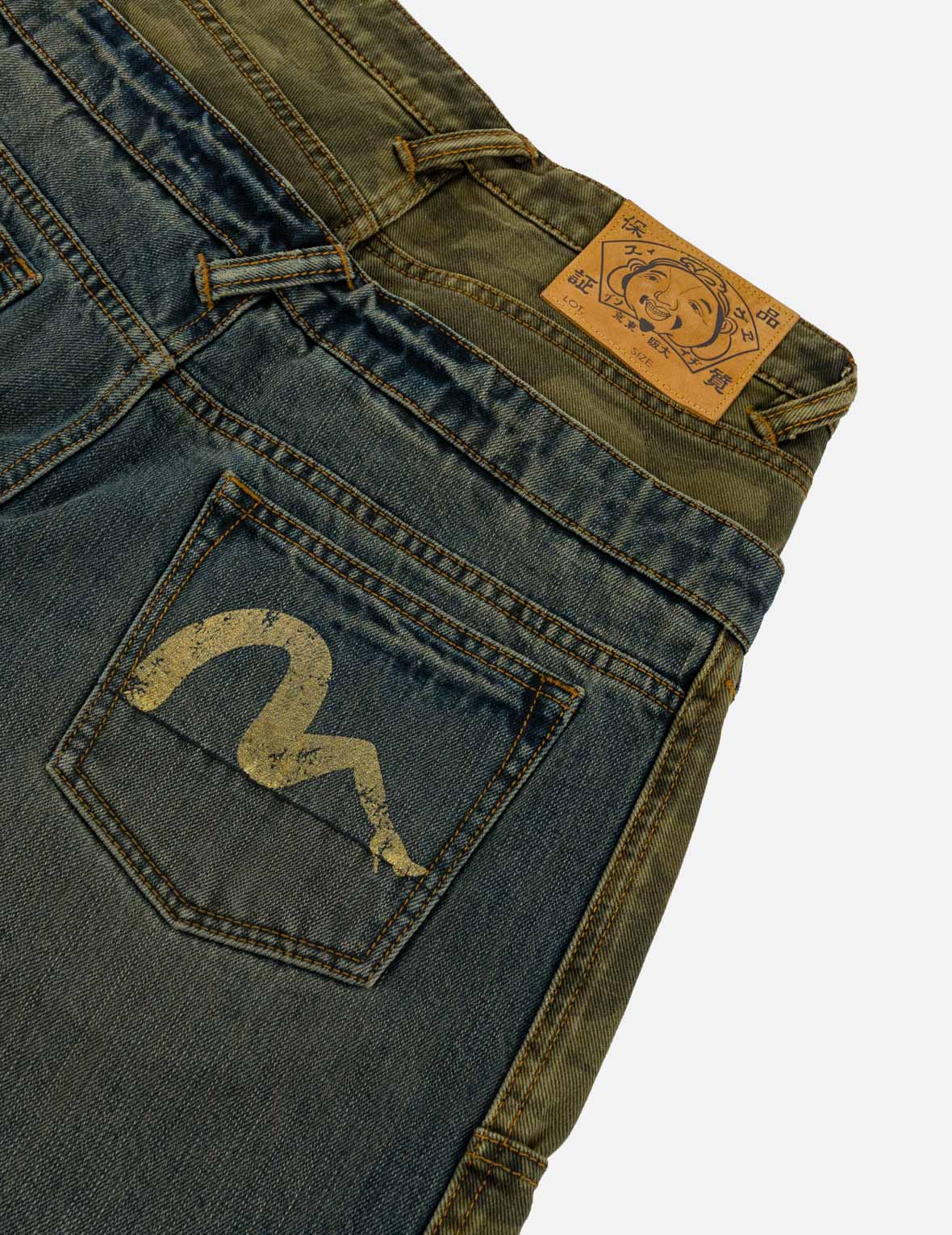 Layered Waistband Ishigaki Camouflage Denim Shorts