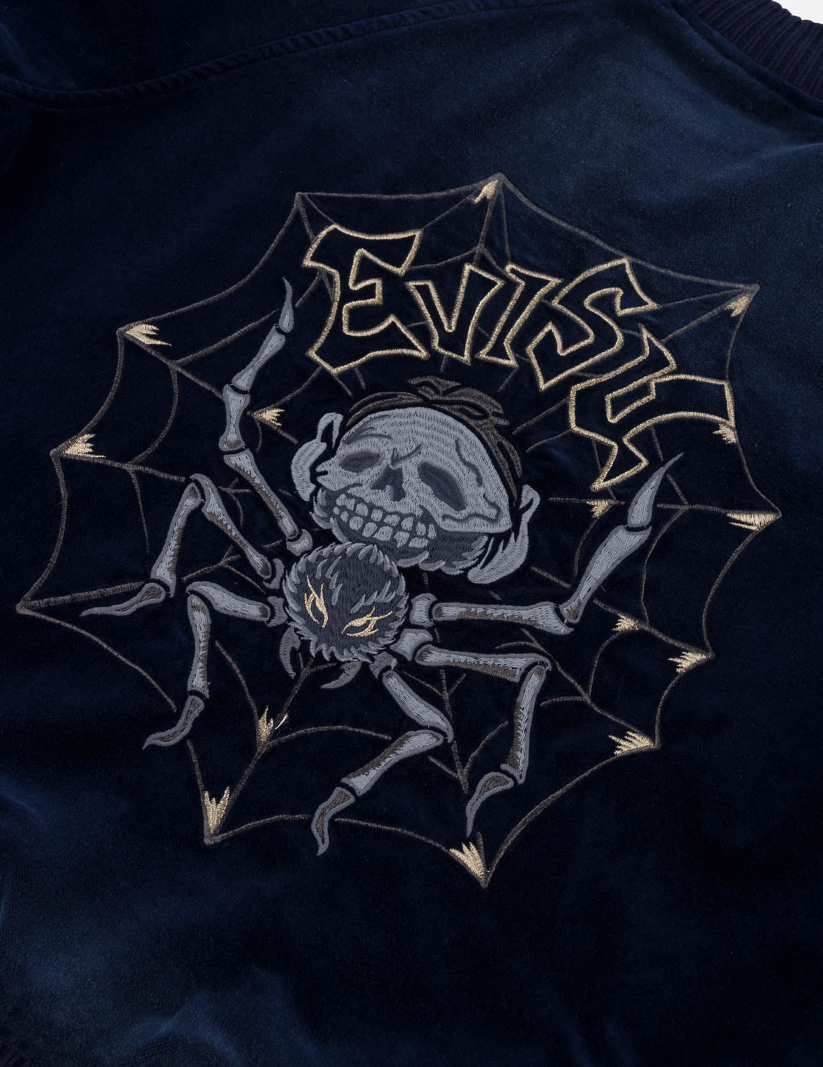 Skull Embroidery Velvet Souvenir Jacket