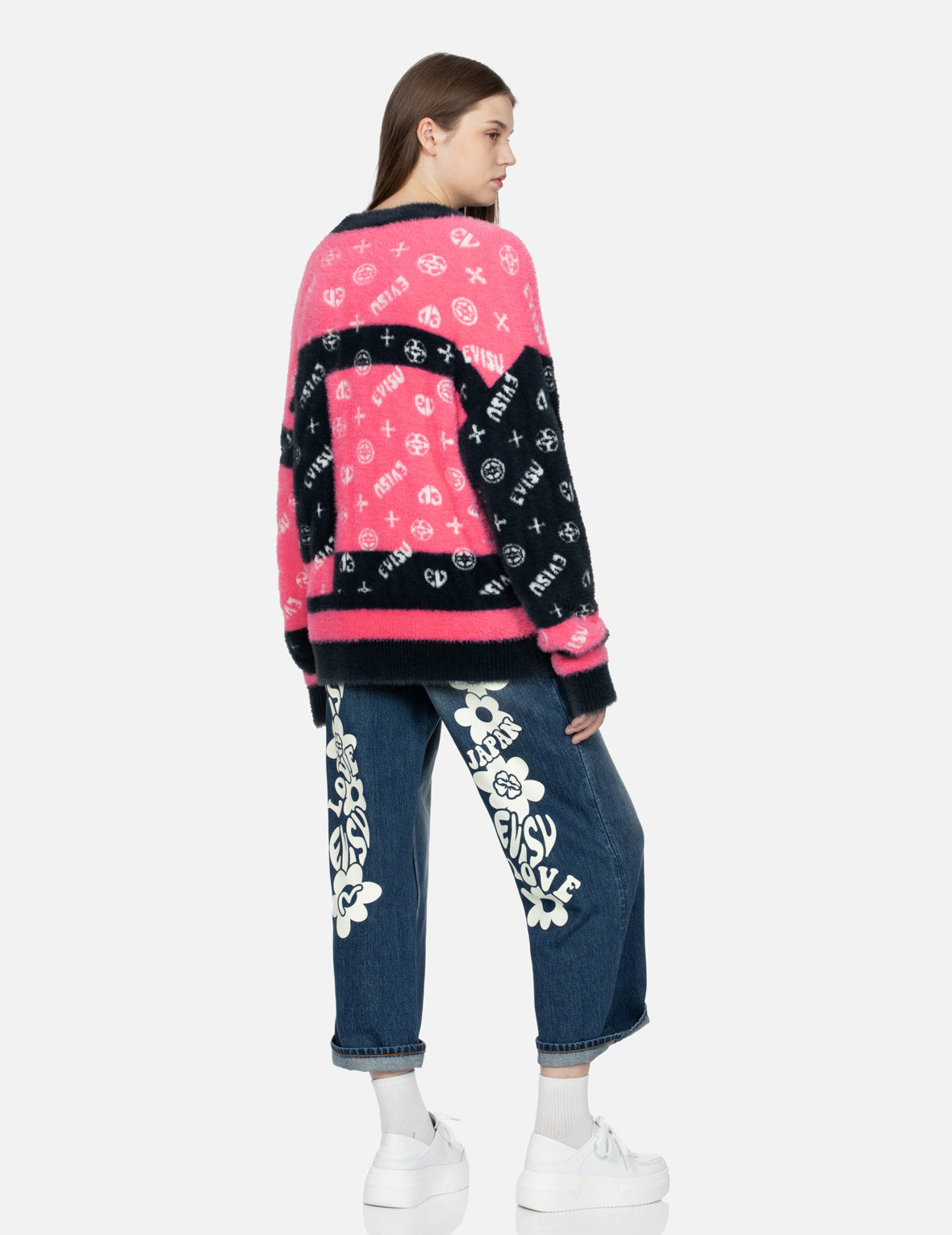 Logo and Kamon Panelled Jacquard Oversized Cardigan