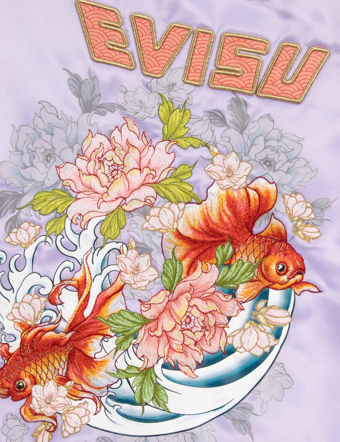 金魚百花刺繡拼色寬版橫須賀外套