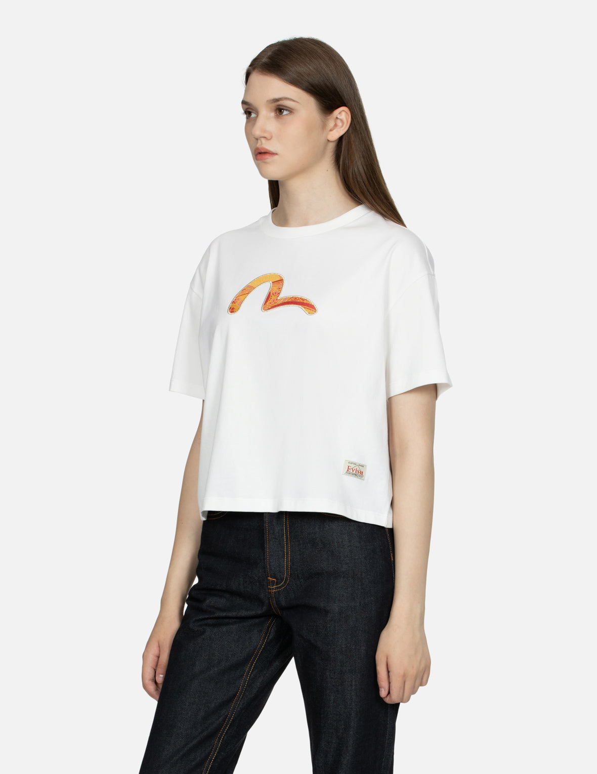 Brocade Seagull Appliqué Drop-shoulder T-shirt