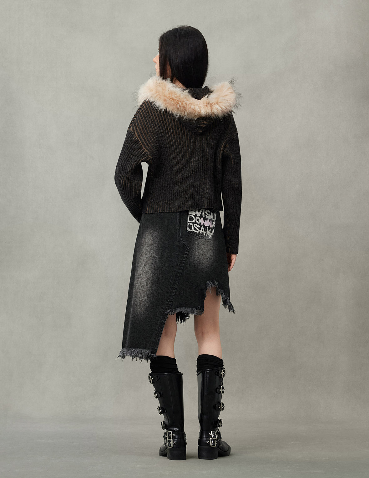 Logo Rope Embroidery Regular Fit Knitted Jacket with Hooded