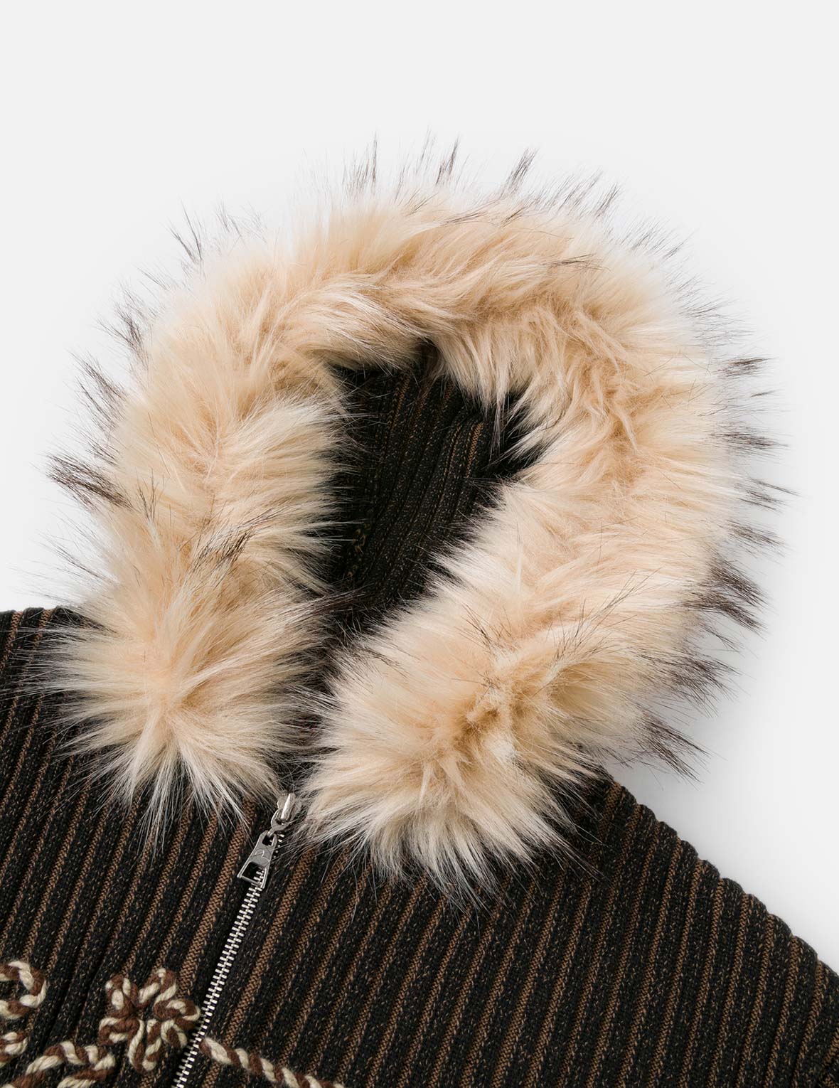 Logo Rope Embroidery Regular Fit Knitted Jacket with Hooded