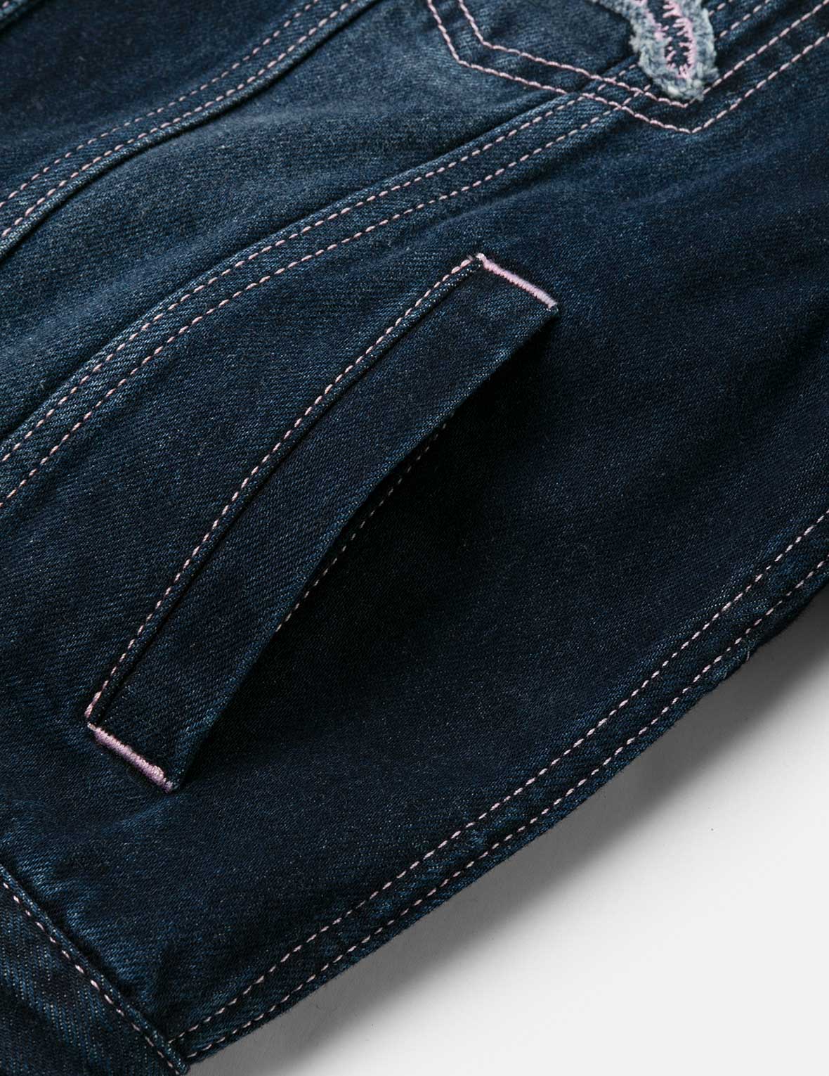 Seagull Appliqué Embroidery Loose Fit Washed Denim Jacket