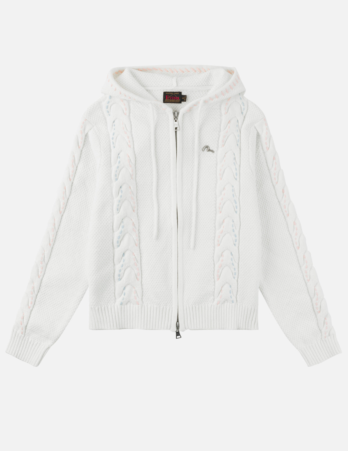 Seagull Cable Knit Hooded Cardigan