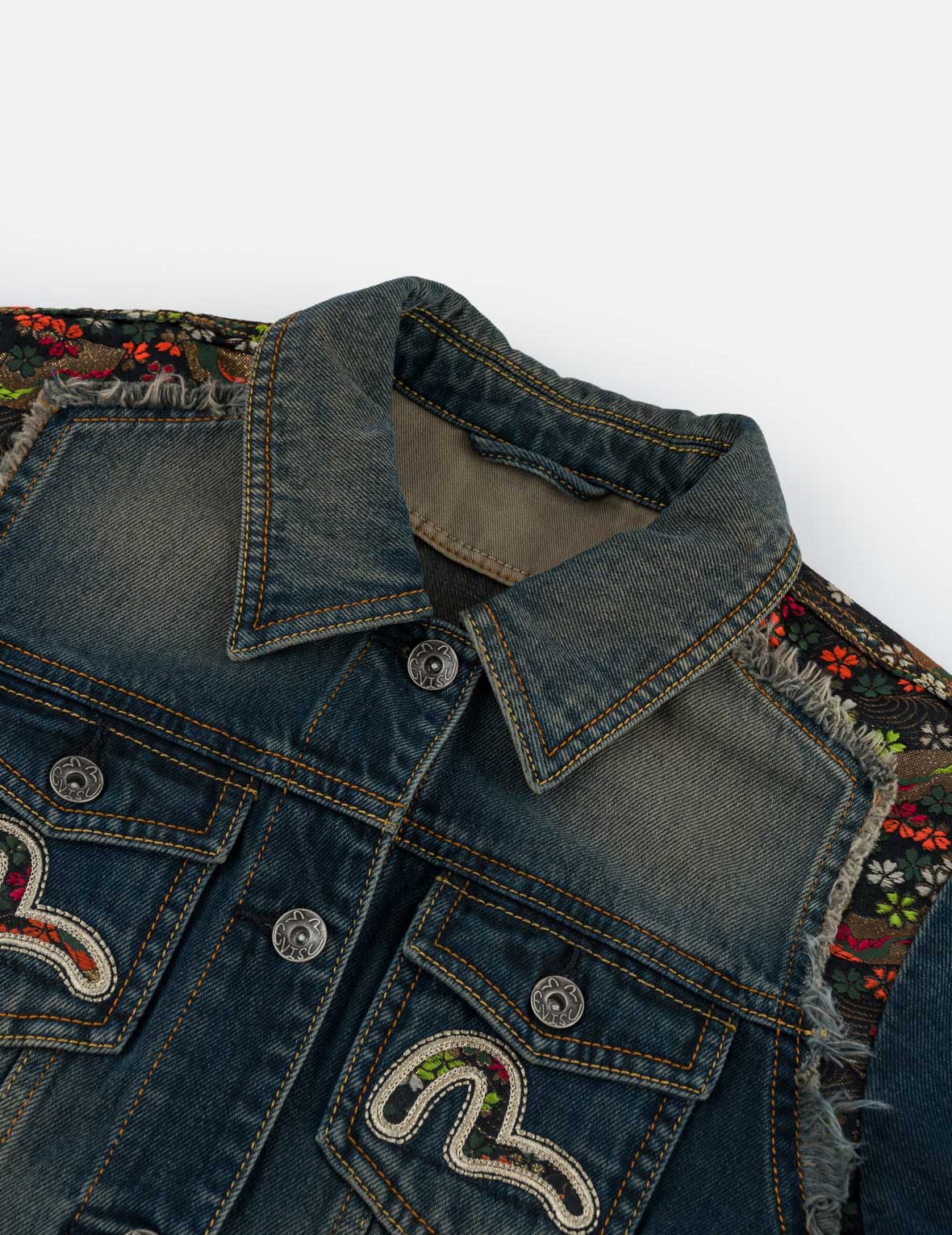 Sakura Brocade Inserted Denim Jacket