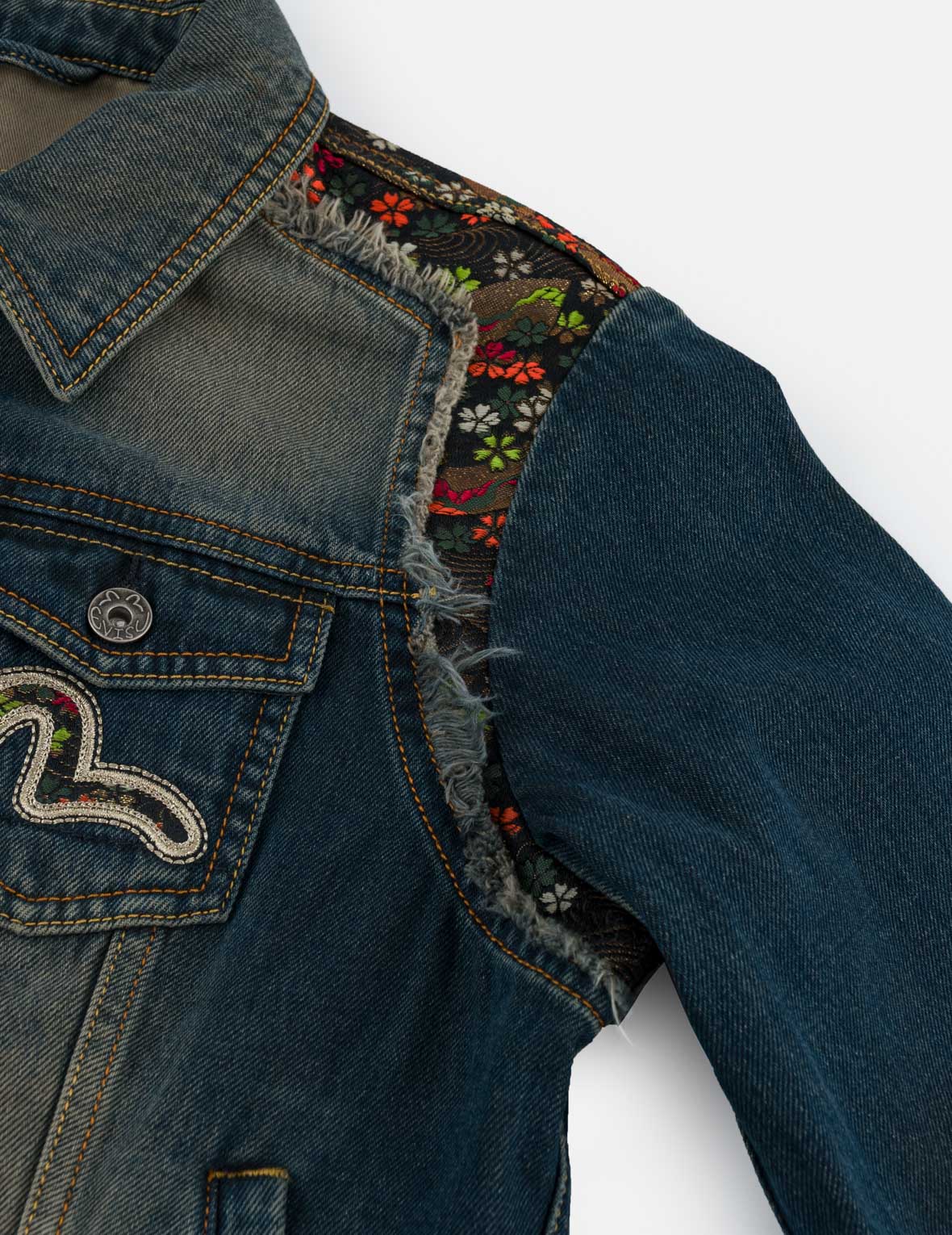 Sakura Brocade Inserted Denim Jacket
