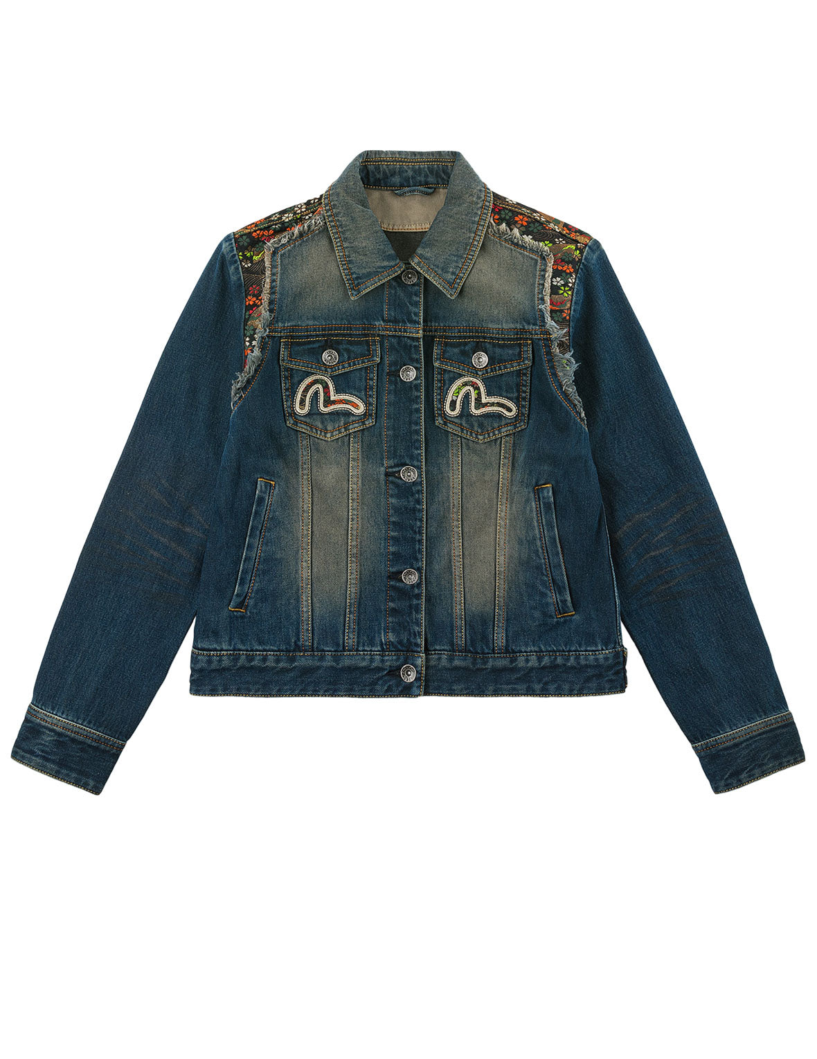 Sakura Brocade Inserted Denim Jacket