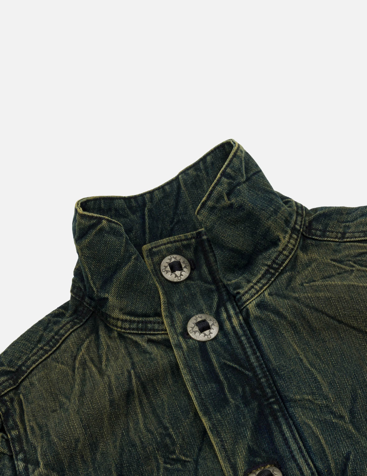 3D Tie-Dye Stand Collar Denim Jacket