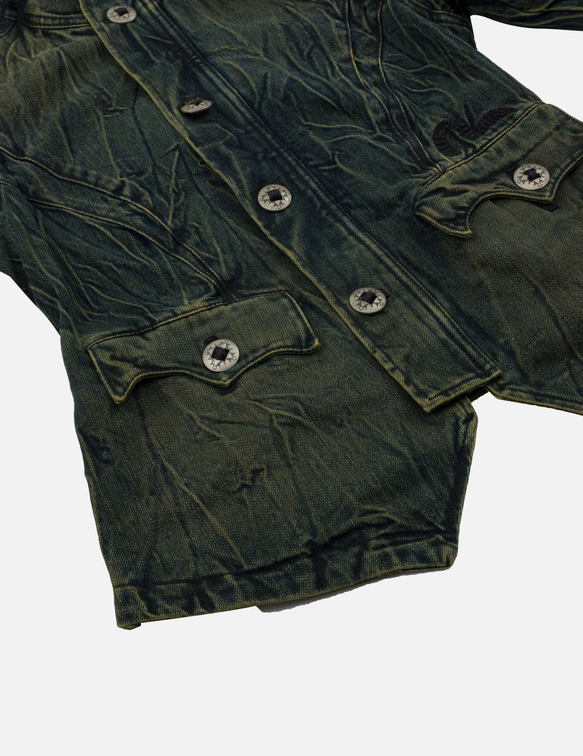 3D Tie-Dye Stand Collar Denim Jacket