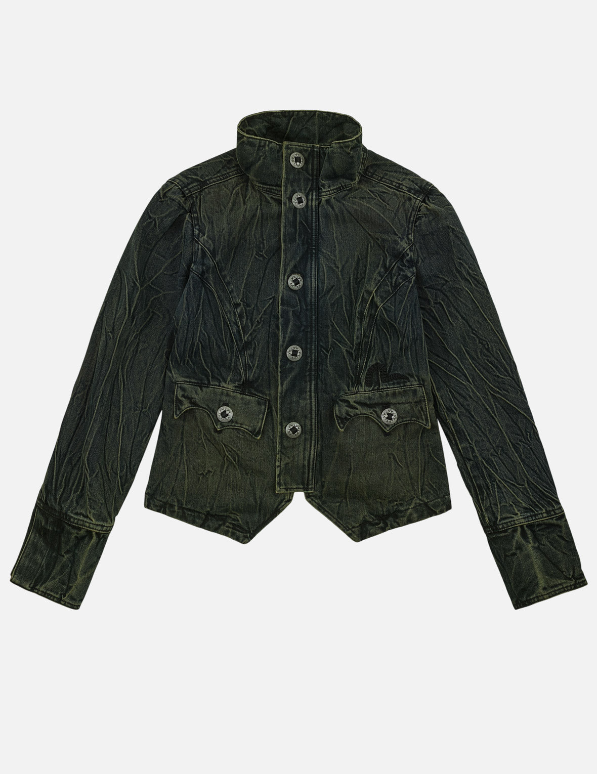 3D Tie-Dye Stand Collar Denim Jacket