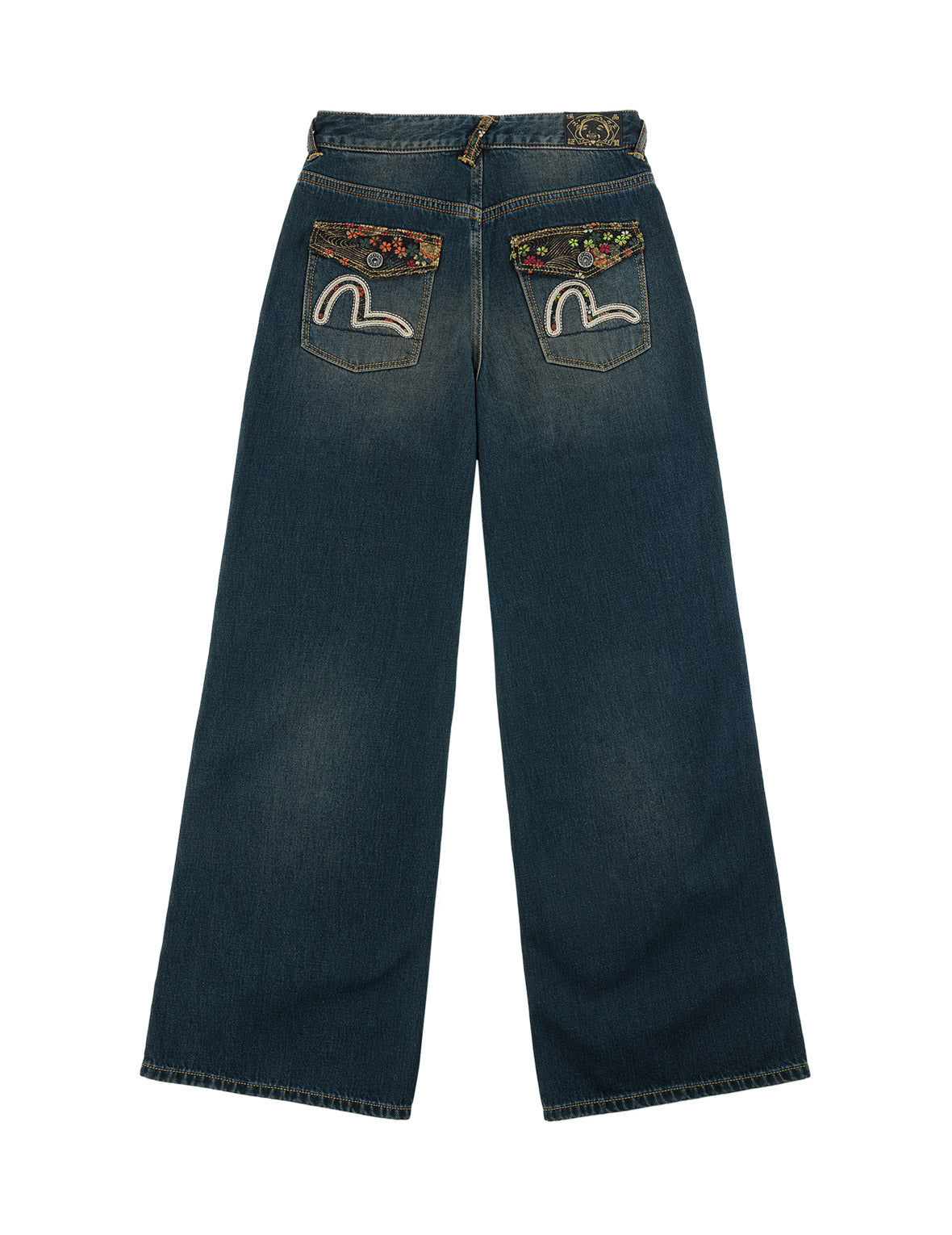 Sakura Brocade Flapped Pockets Straight Fit Jeans