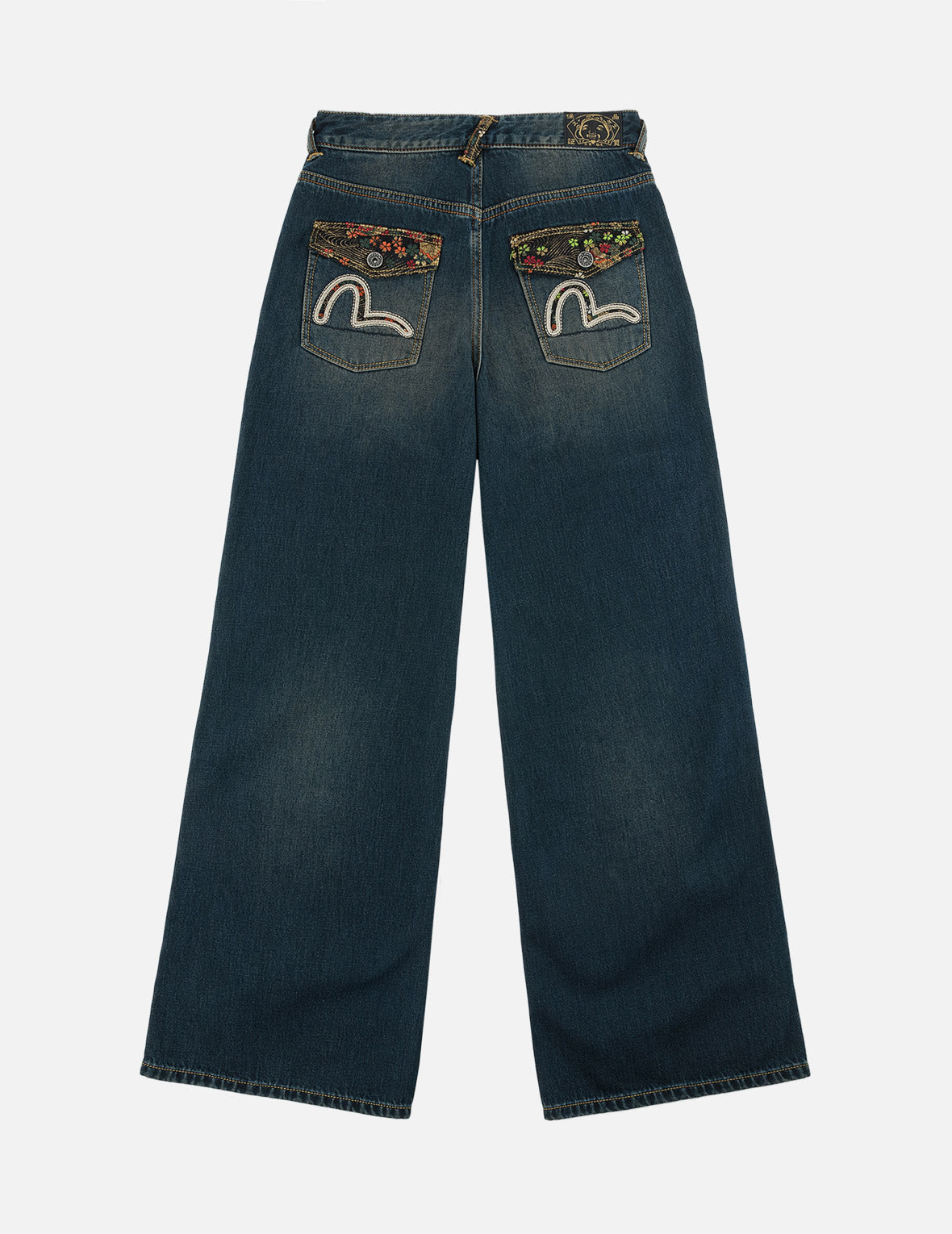 Sakura Brocade Flapped Pockets Straight Fit Jeans