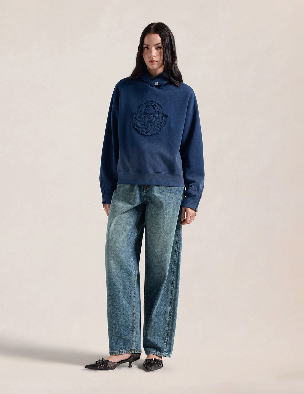 Water-marble Brocade Balloon Fit Jeans