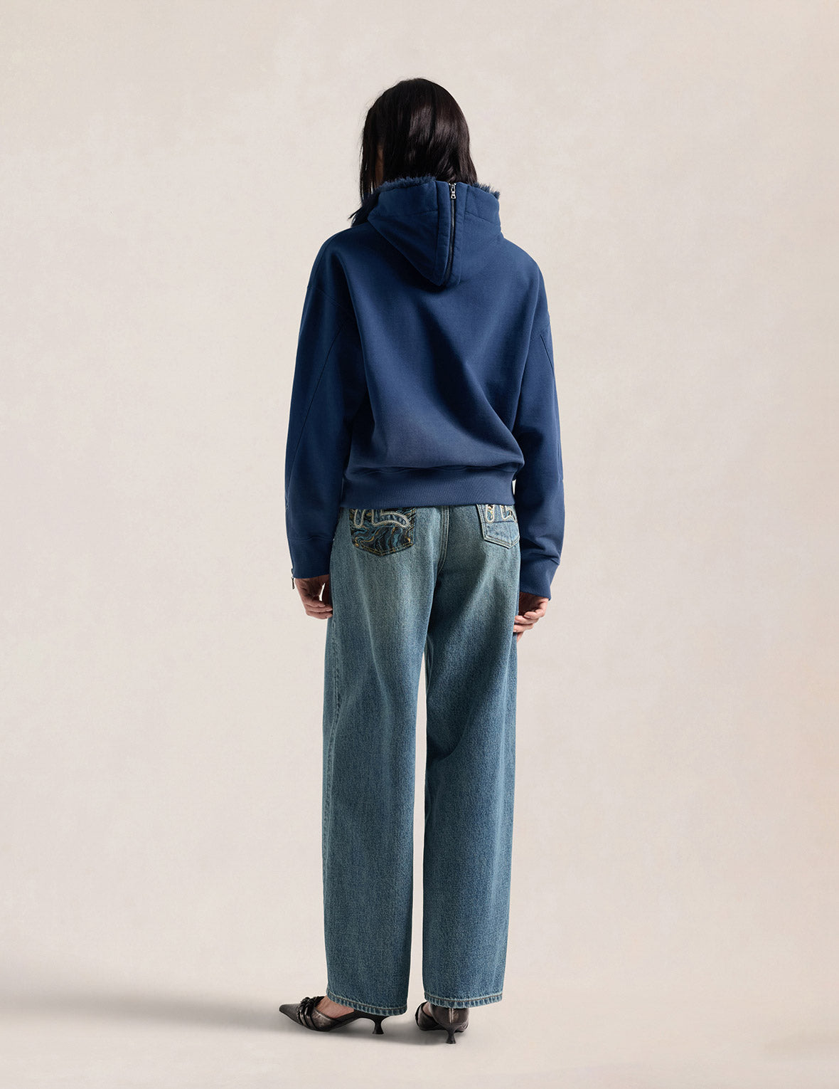 Water-marble Brocade Balloon Fit Jeans