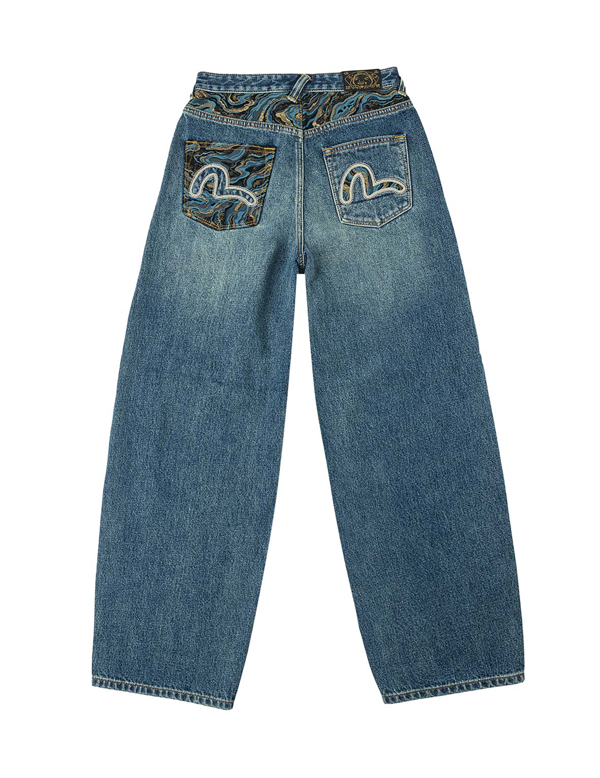 Water-marble Brocade Balloon Fit Jeans