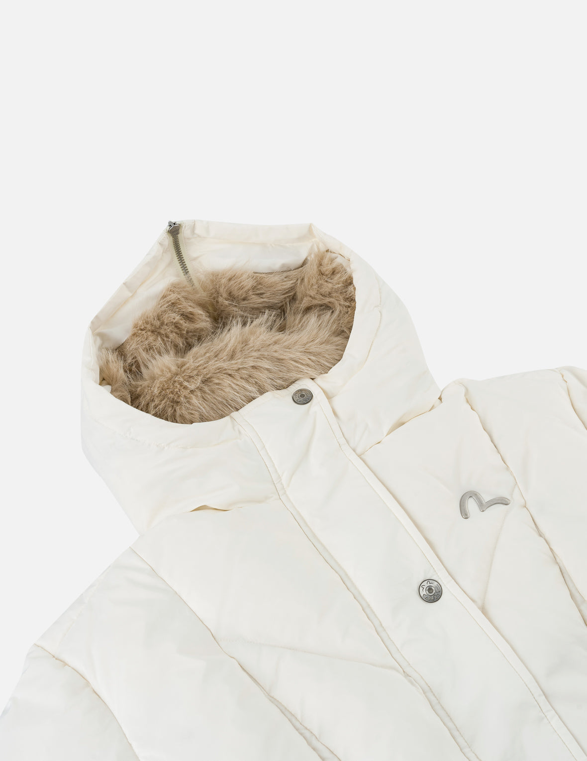 Seagull Fur-Hooded Down Jacket
