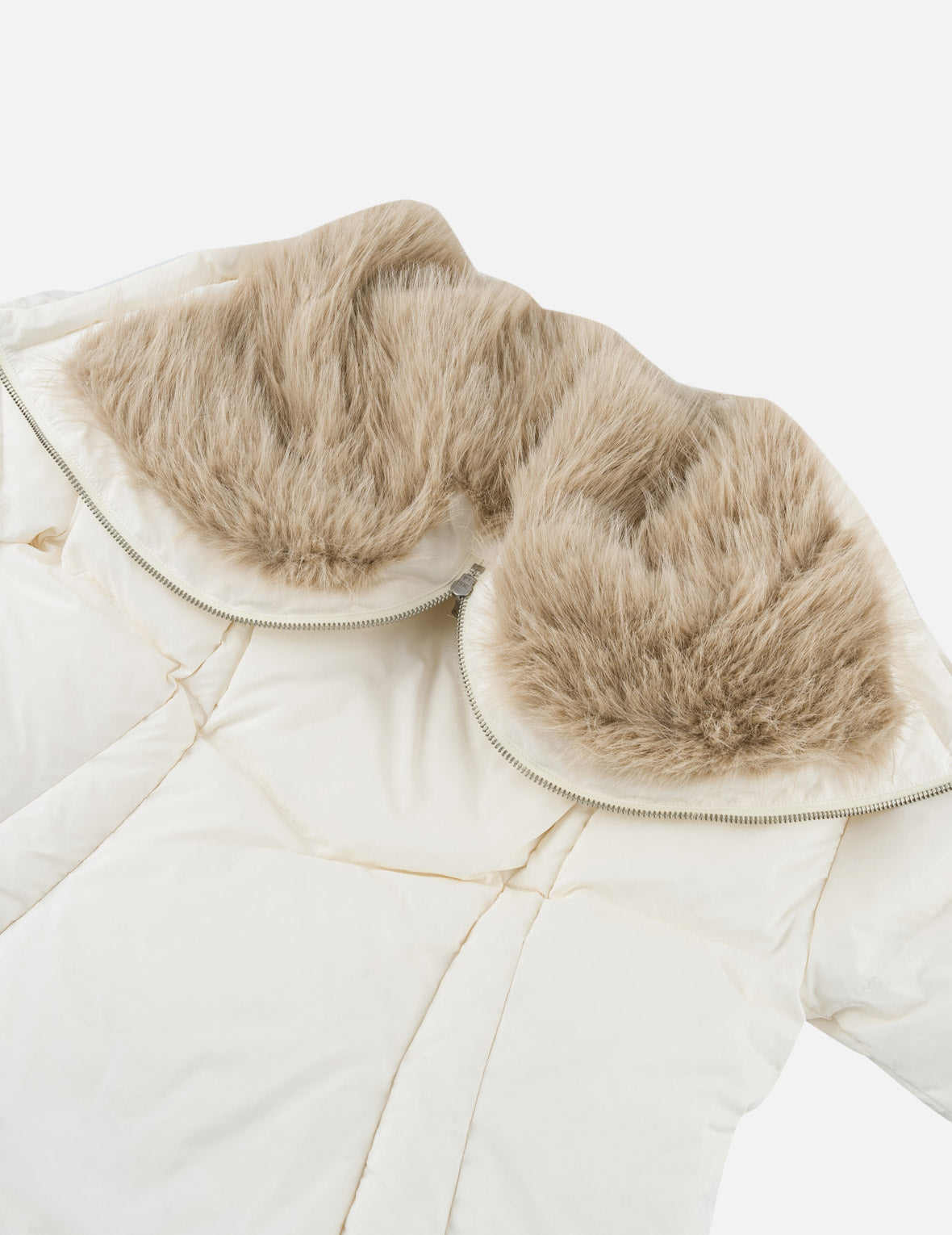Seagull Fur-Hooded Down Jacket