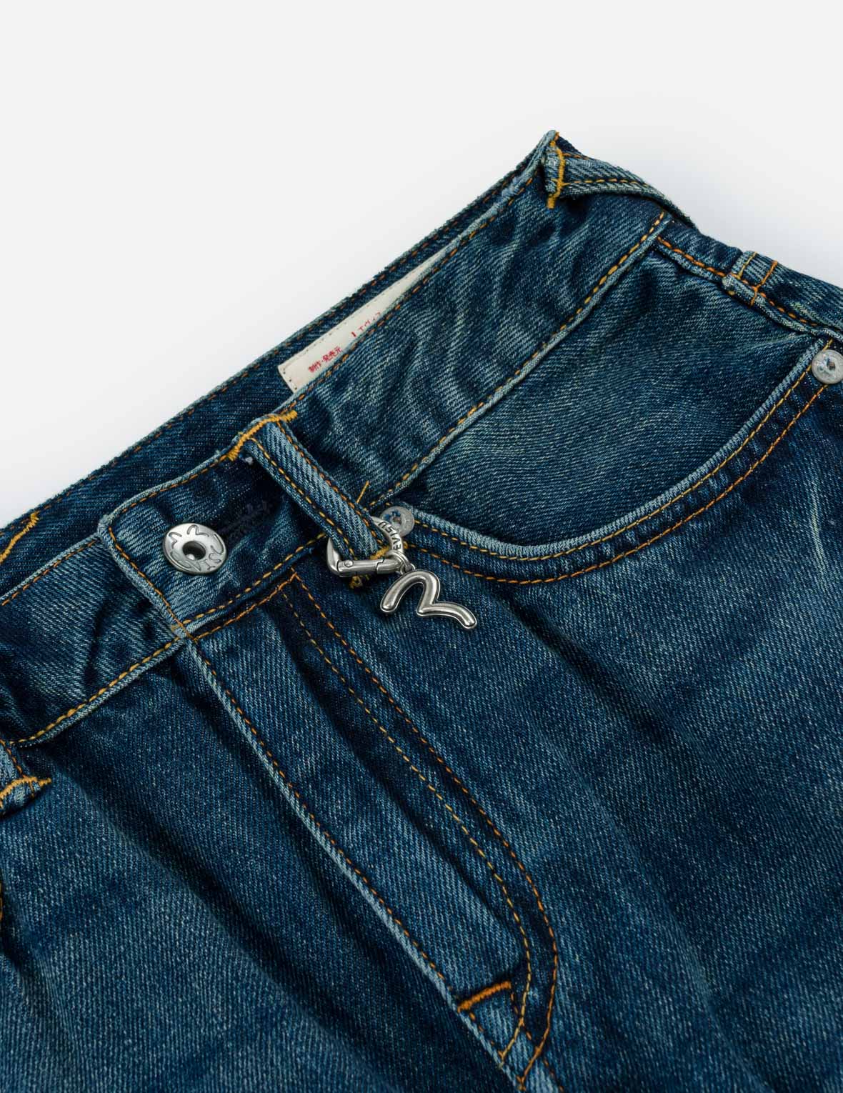 Seagull Print Multi-Pocket Denim Skirt