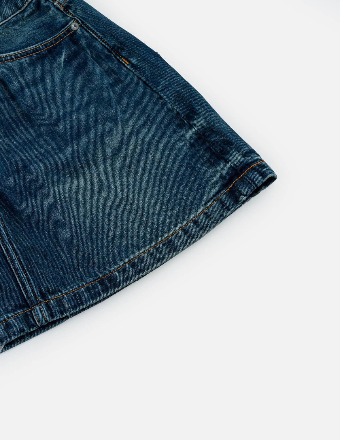 Seagull Print Multi-Pocket Denim Skirt