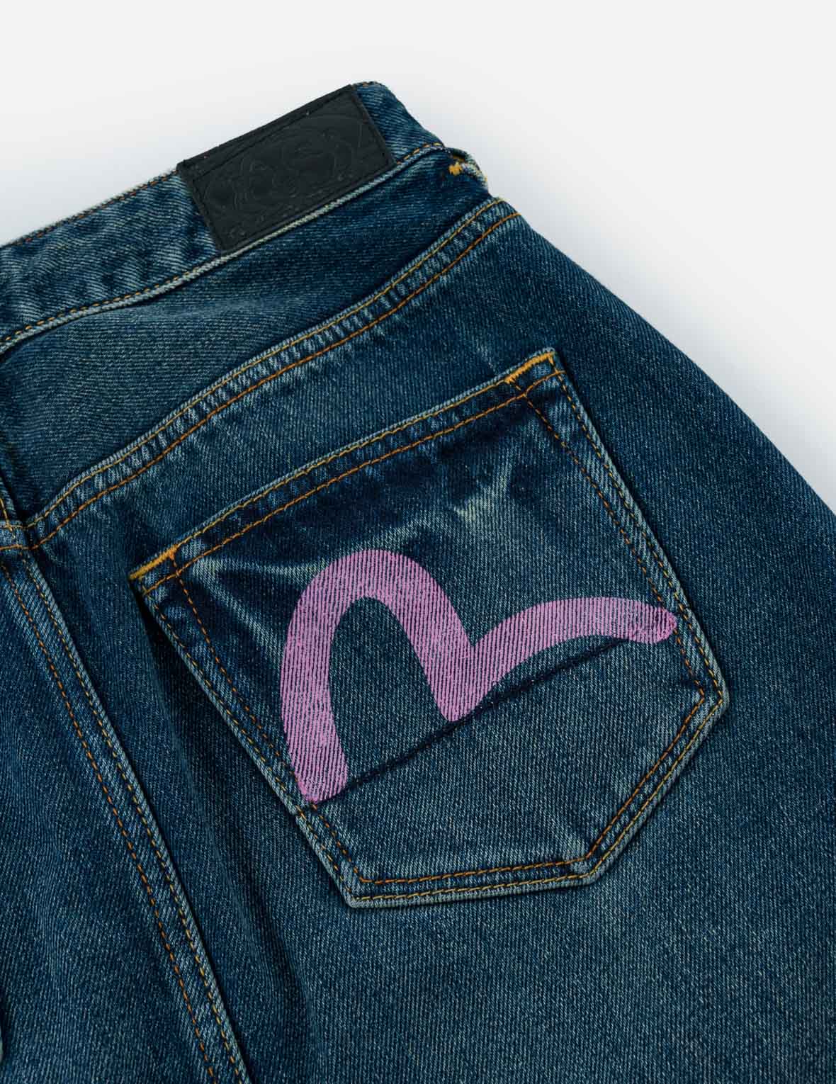 Seagull Print Multi-Pocket Denim Skirt