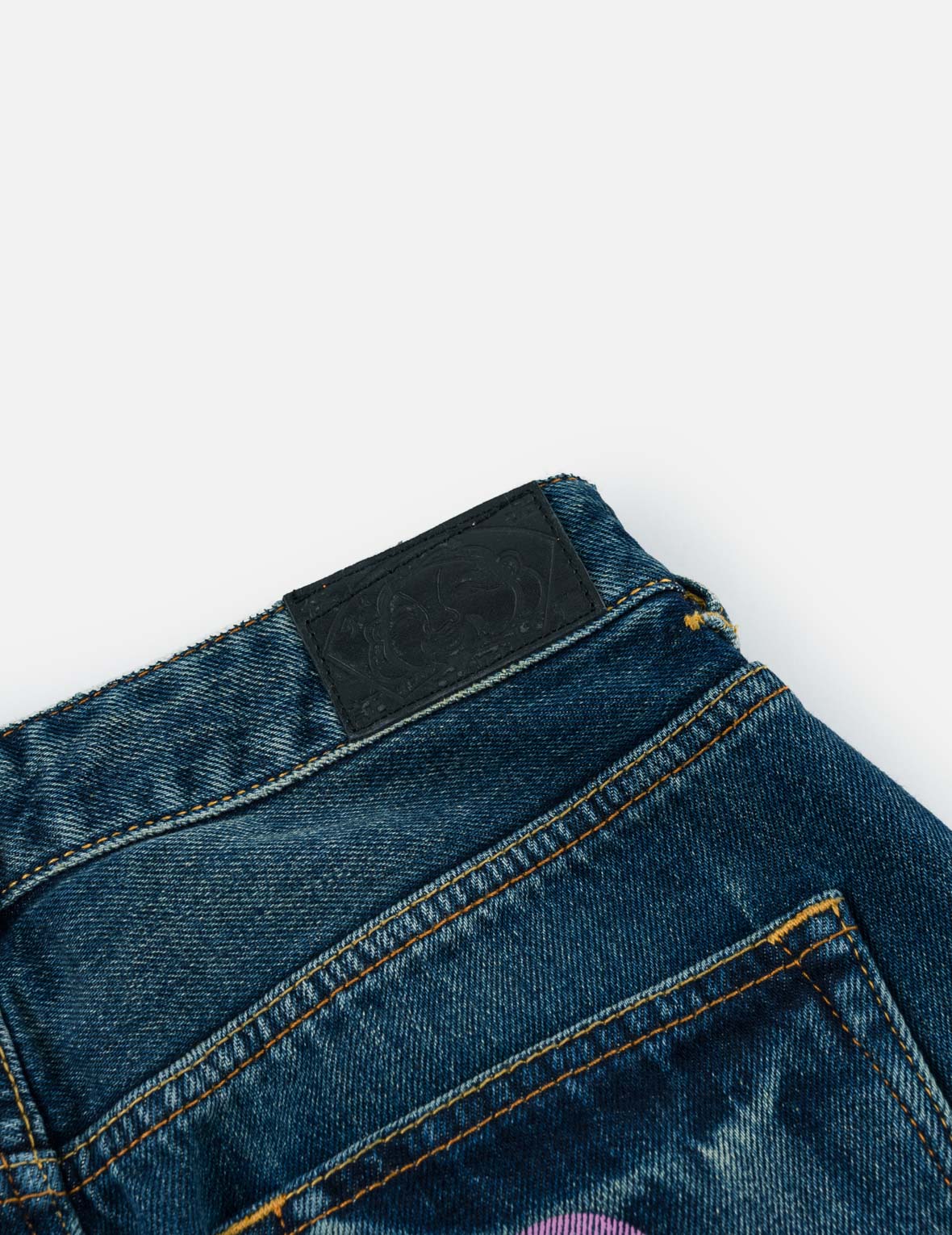 Seagull Print Multi-Pocket Denim Skirt