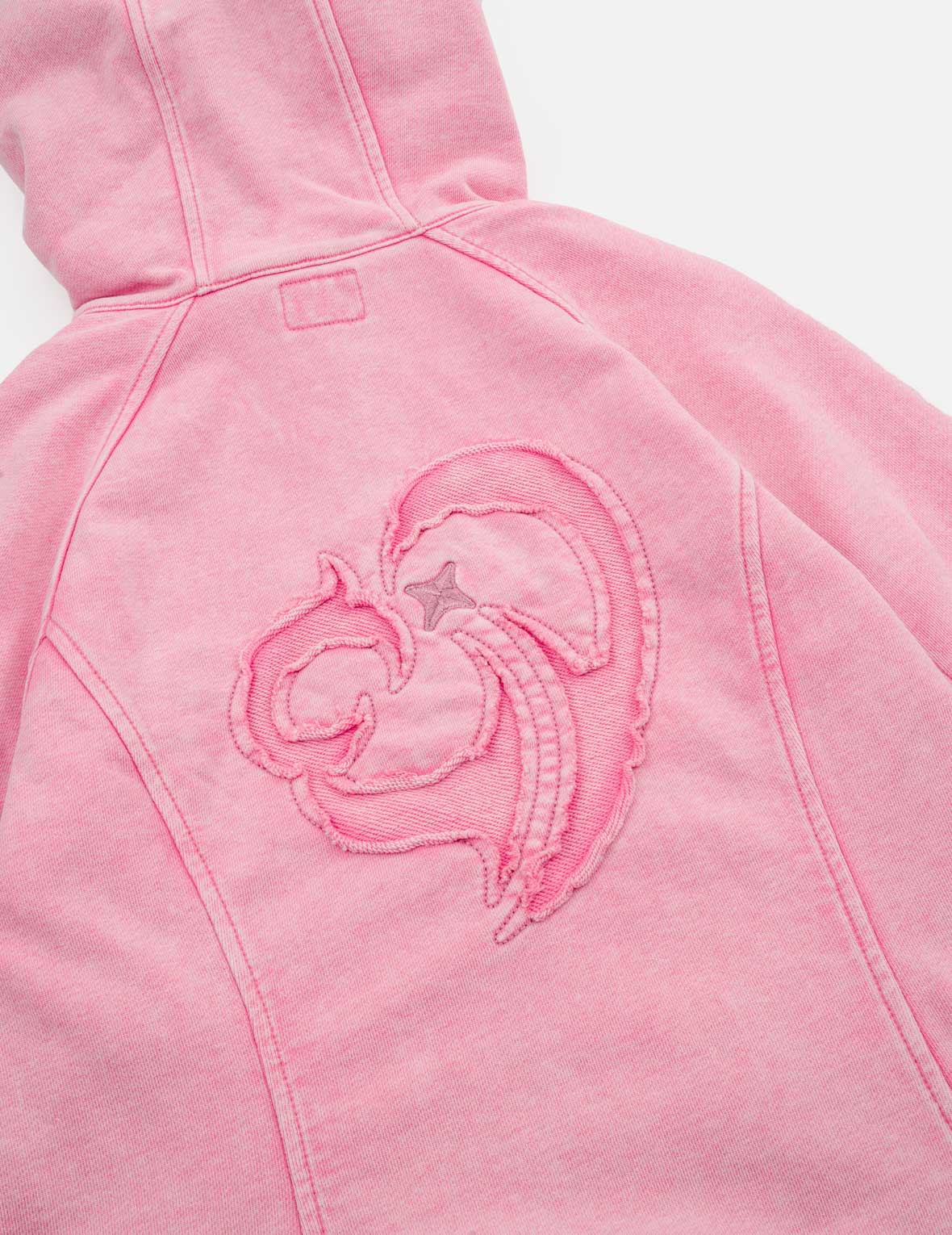 Heart Seagull Appliqued Dirty Wash Zip-up Hoodie