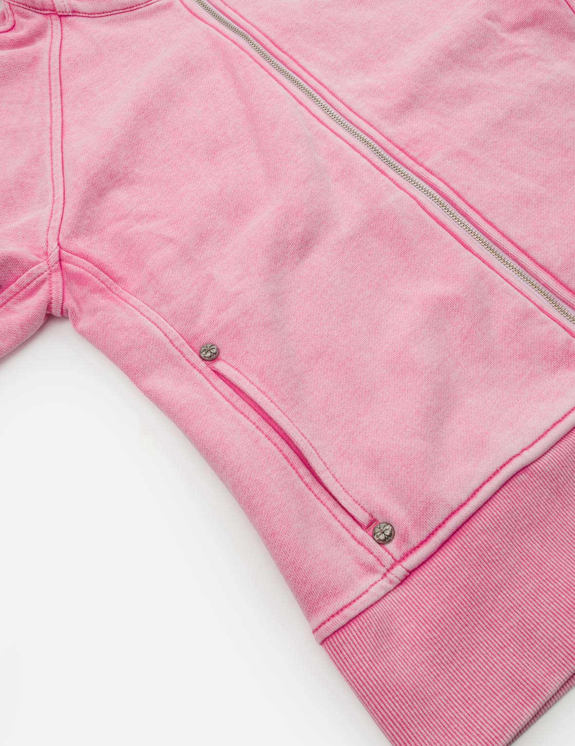 Heart Seagull Appliqued Dirty Wash Zip-up Hoodie