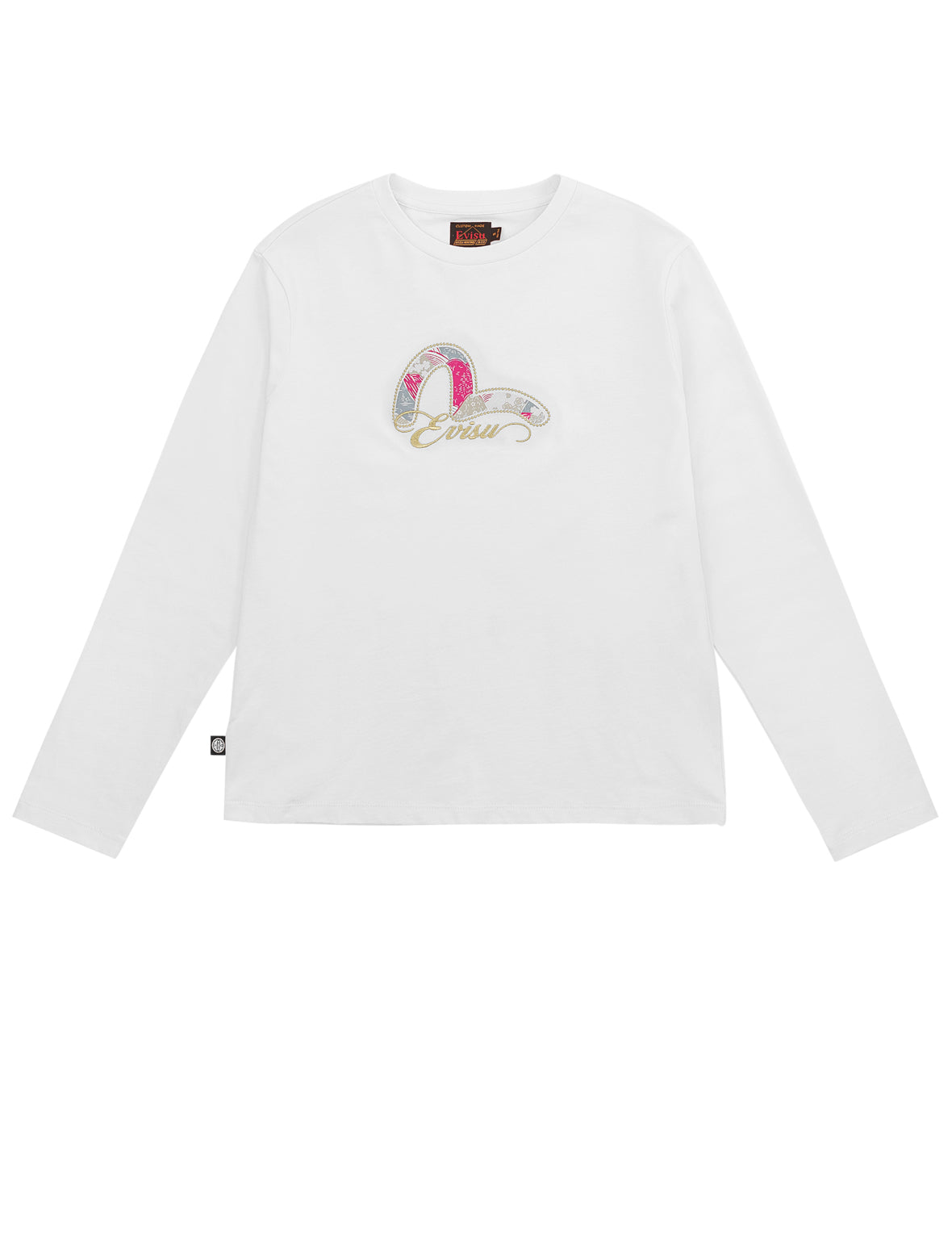 Japanese Pattern Seagull Embroidered Long-Sleeve T-Shirt
