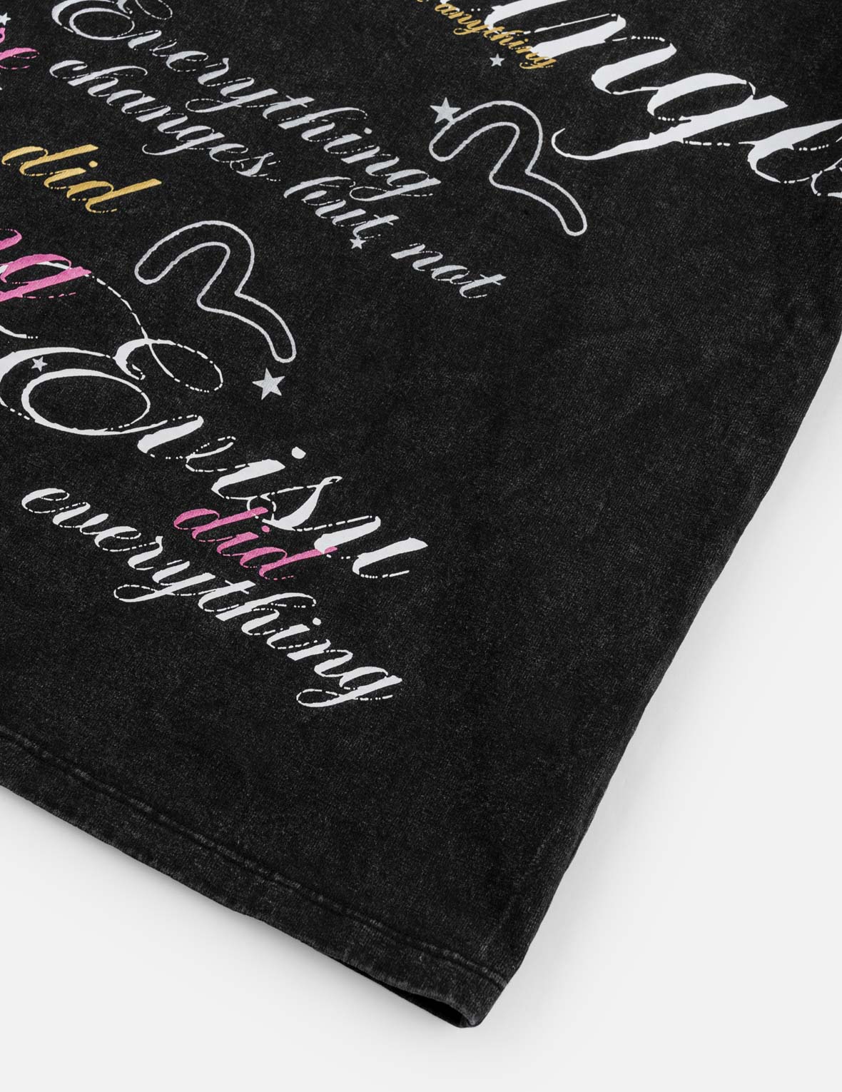 Double Zipper Calligraphy Slogan Print T-Shirt